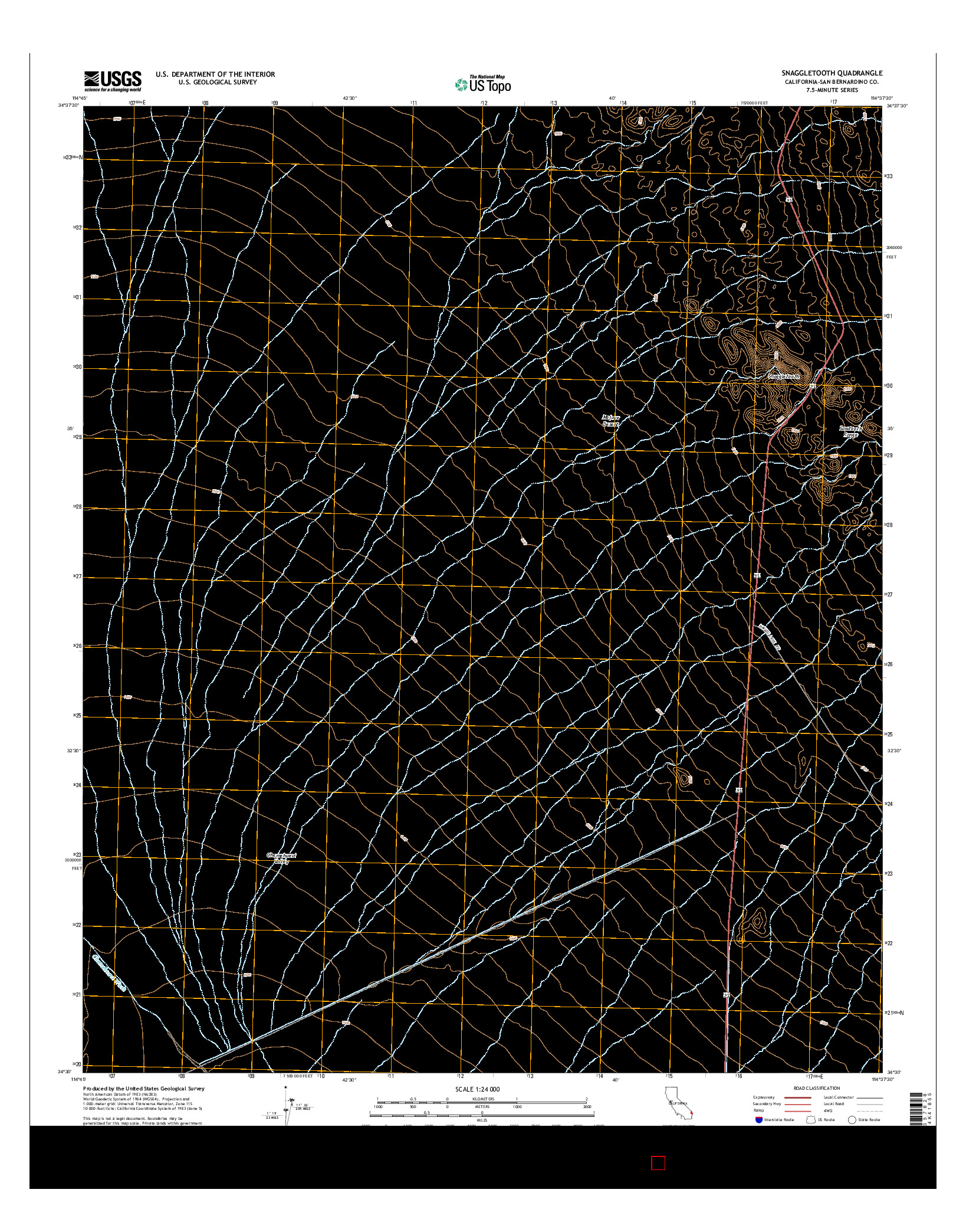 USGS US TOPO 7.5-MINUTE MAP FOR SNAGGLETOOTH, CA 2015