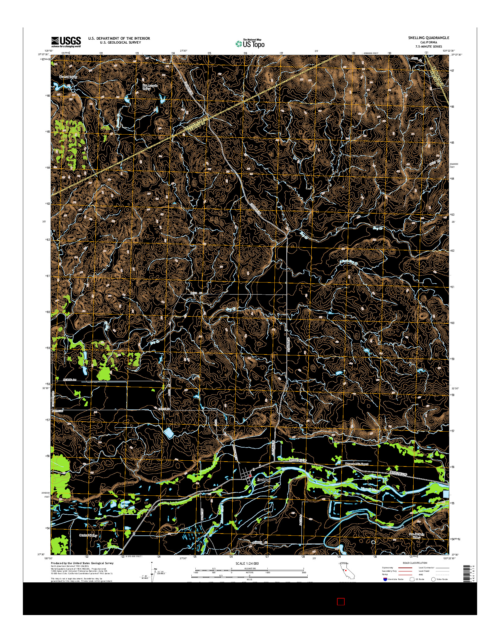 USGS US TOPO 7.5-MINUTE MAP FOR SNELLING, CA 2015