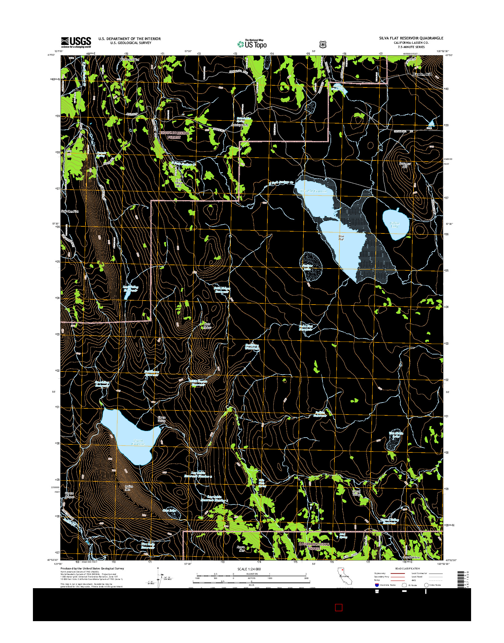 USGS US TOPO 7.5-MINUTE MAP FOR SILVA FLAT RESERVOIR, CA 2015