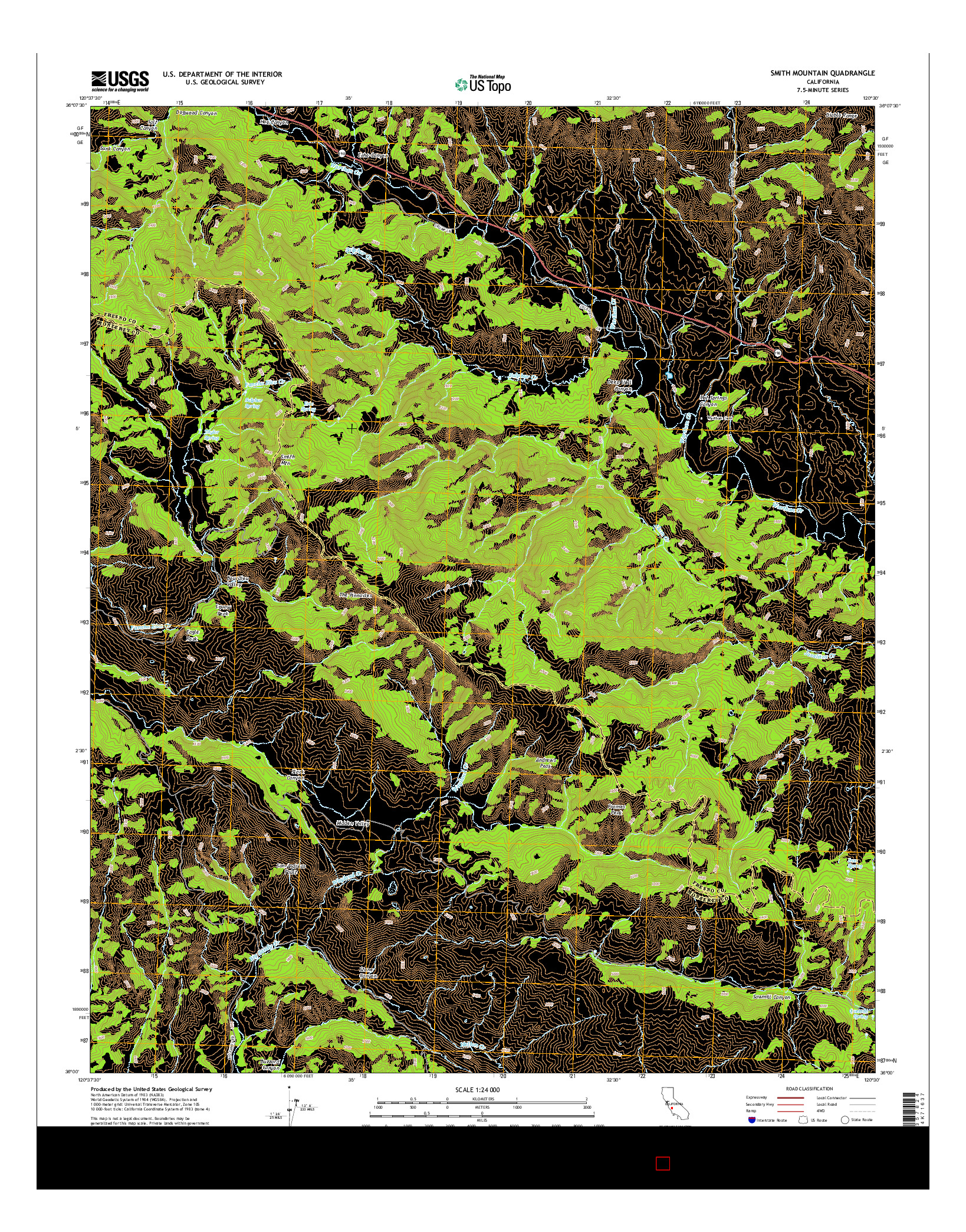 USGS US TOPO 7.5-MINUTE MAP FOR SMITH MOUNTAIN, CA 2015