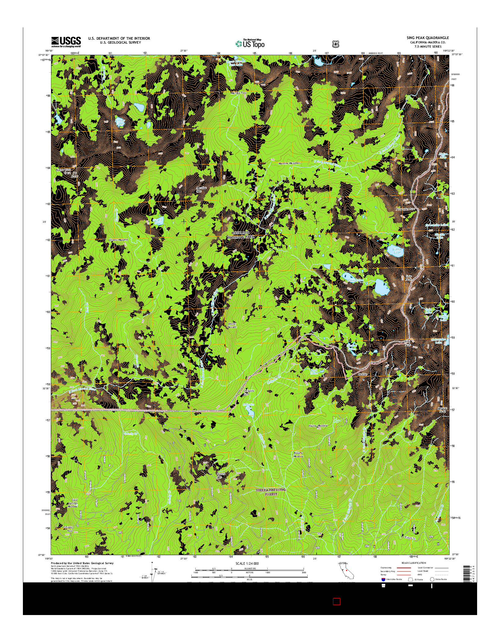 USGS US TOPO 7.5-MINUTE MAP FOR SING PEAK, CA 2015