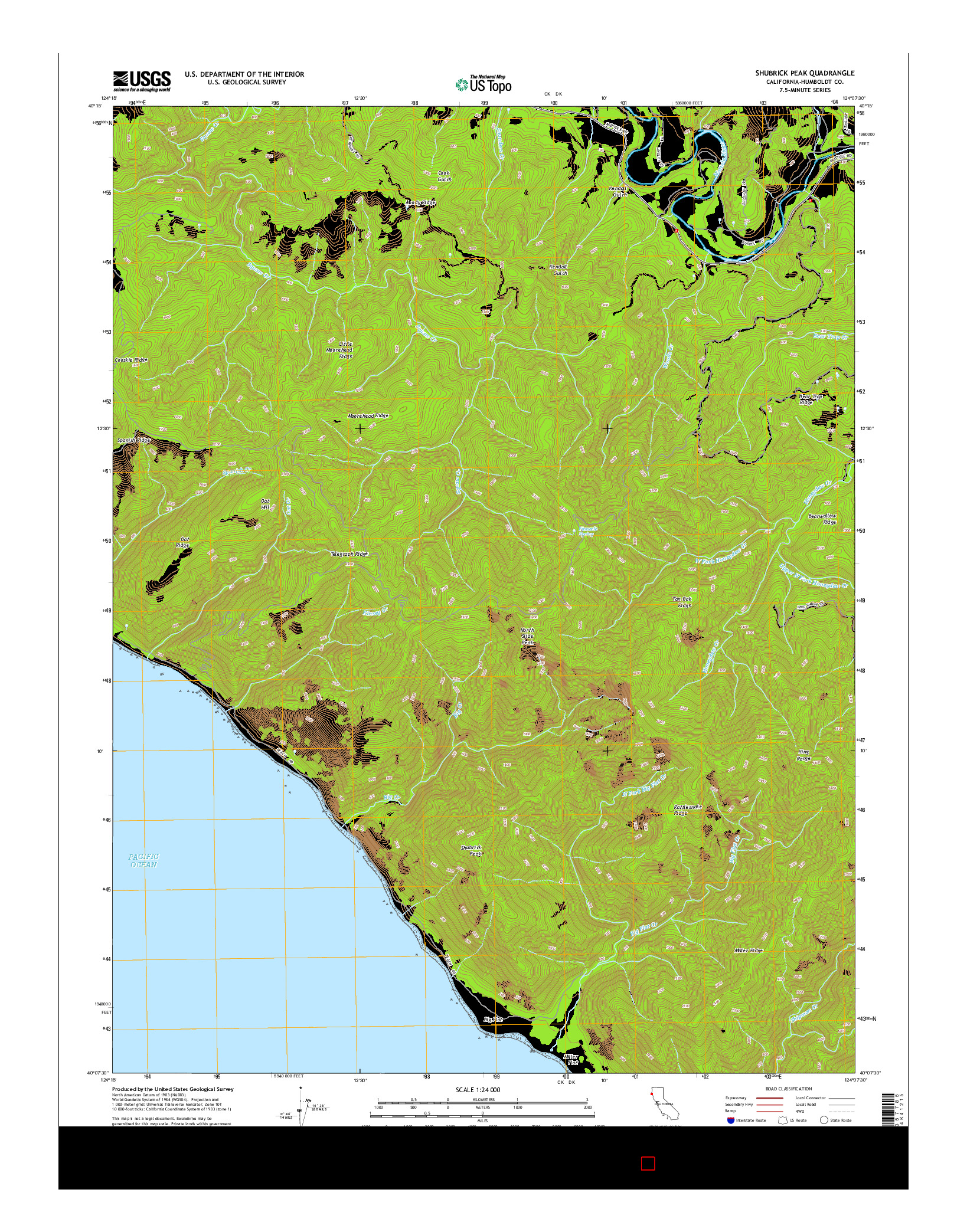 USGS US TOPO 7.5-MINUTE MAP FOR SHUBRICK PEAK, CA 2015
