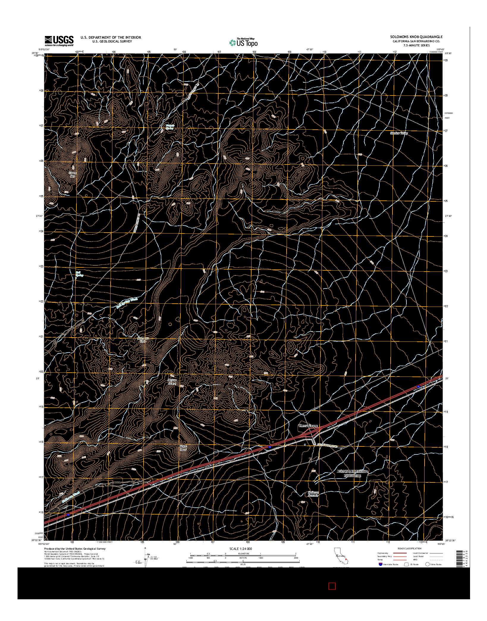USGS US TOPO 7.5-MINUTE MAP FOR SOLOMONS KNOB, CA 2015
