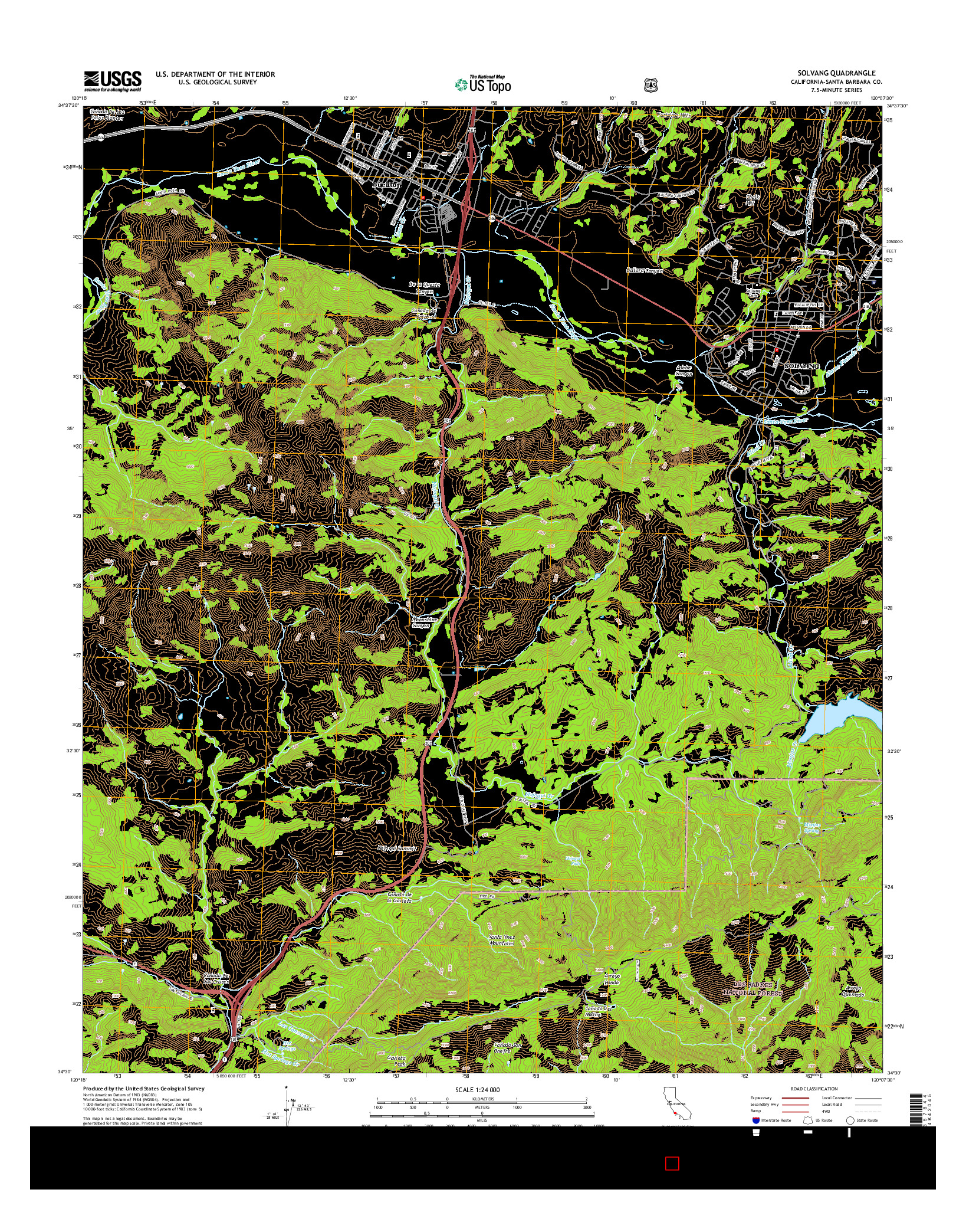USGS US TOPO 7.5-MINUTE MAP FOR SOLVANG, CA 2015