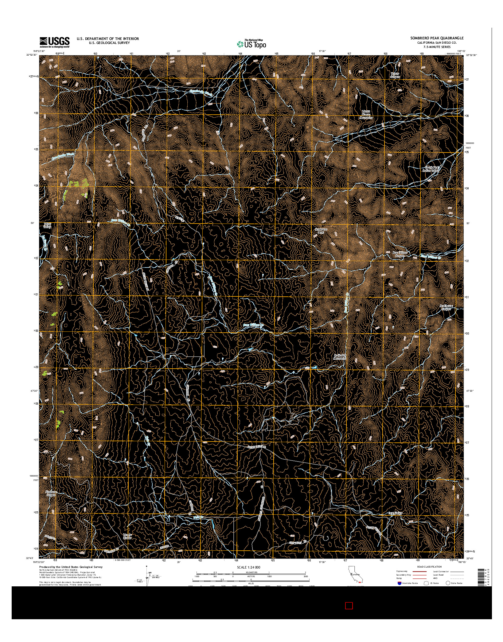 USGS US TOPO 7.5-MINUTE MAP FOR SOMBRERO PEAK, CA 2015
