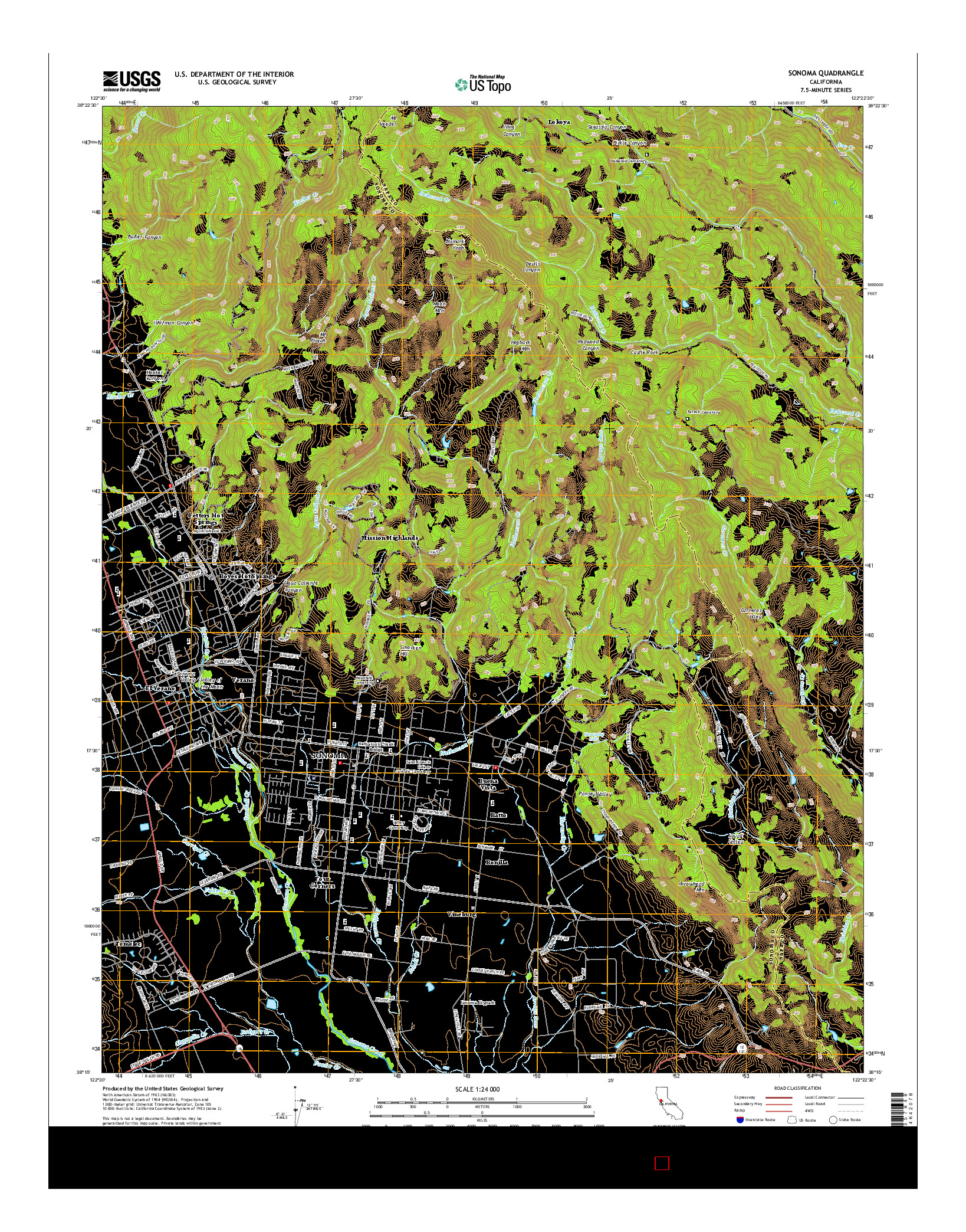 USGS US TOPO 7.5-MINUTE MAP FOR SONOMA, CA 2015