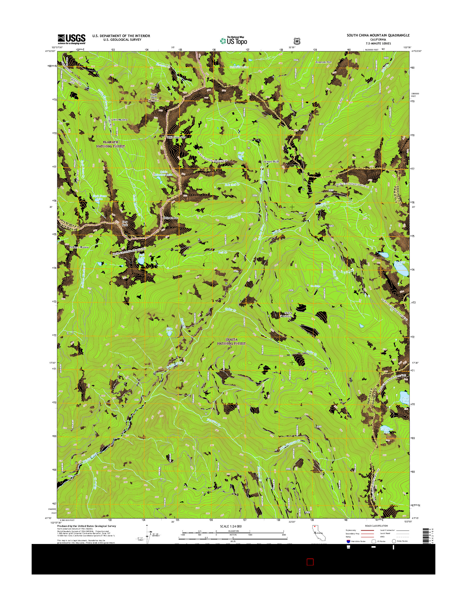 USGS US TOPO 7.5-MINUTE MAP FOR SOUTH CHINA MOUNTAIN, CA 2015