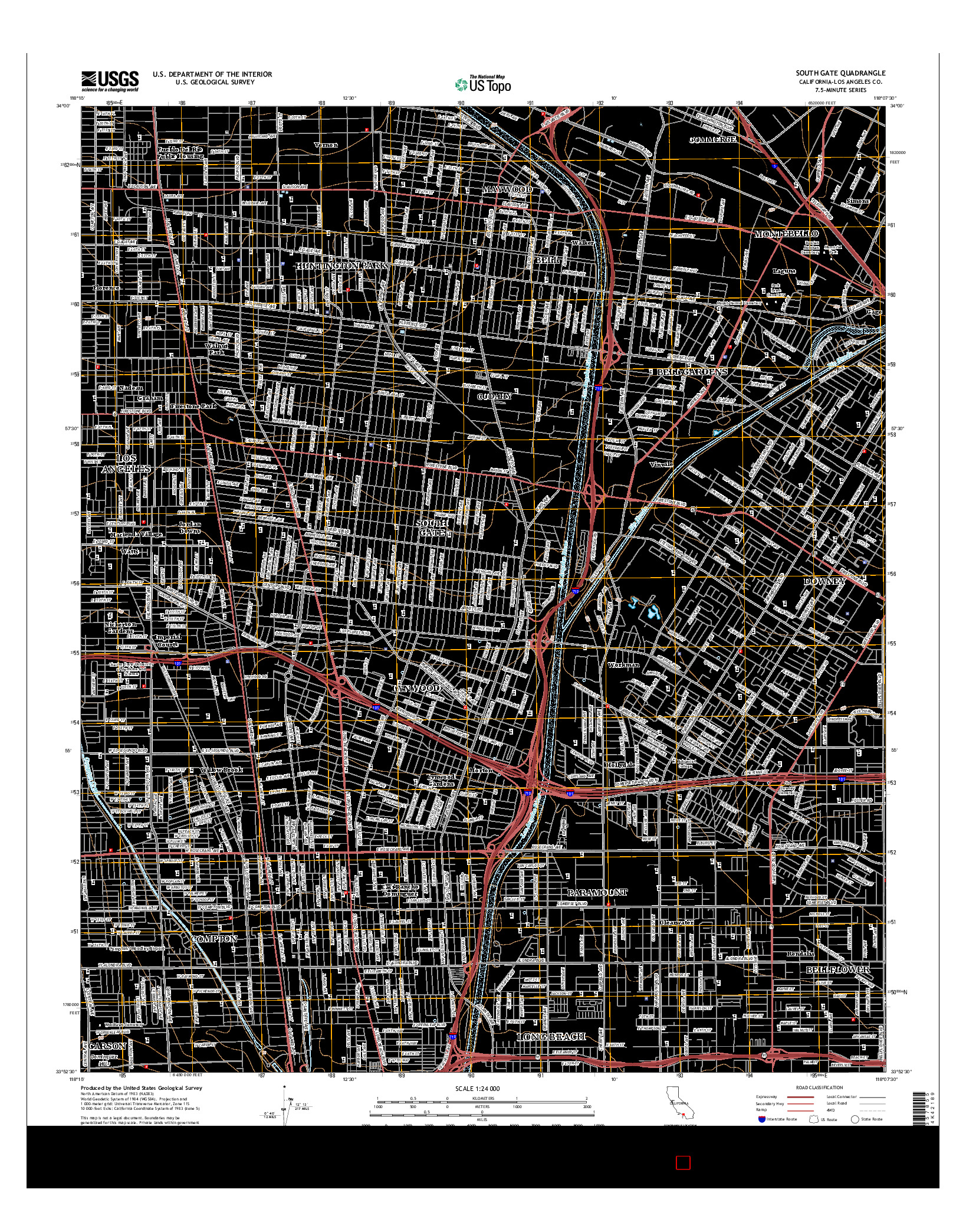 USGS US TOPO 7.5-MINUTE MAP FOR SOUTH GATE, CA 2015