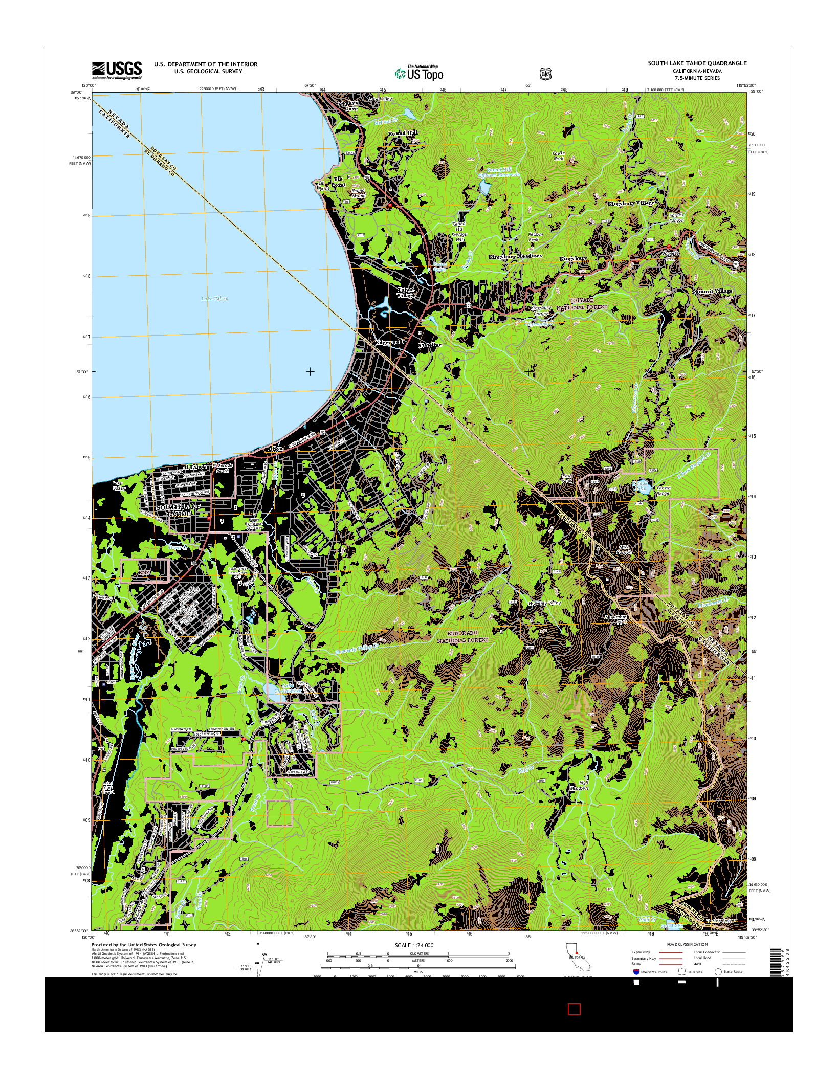 USGS US TOPO 7.5-MINUTE MAP FOR SOUTH LAKE TAHOE, CA-NV 2015