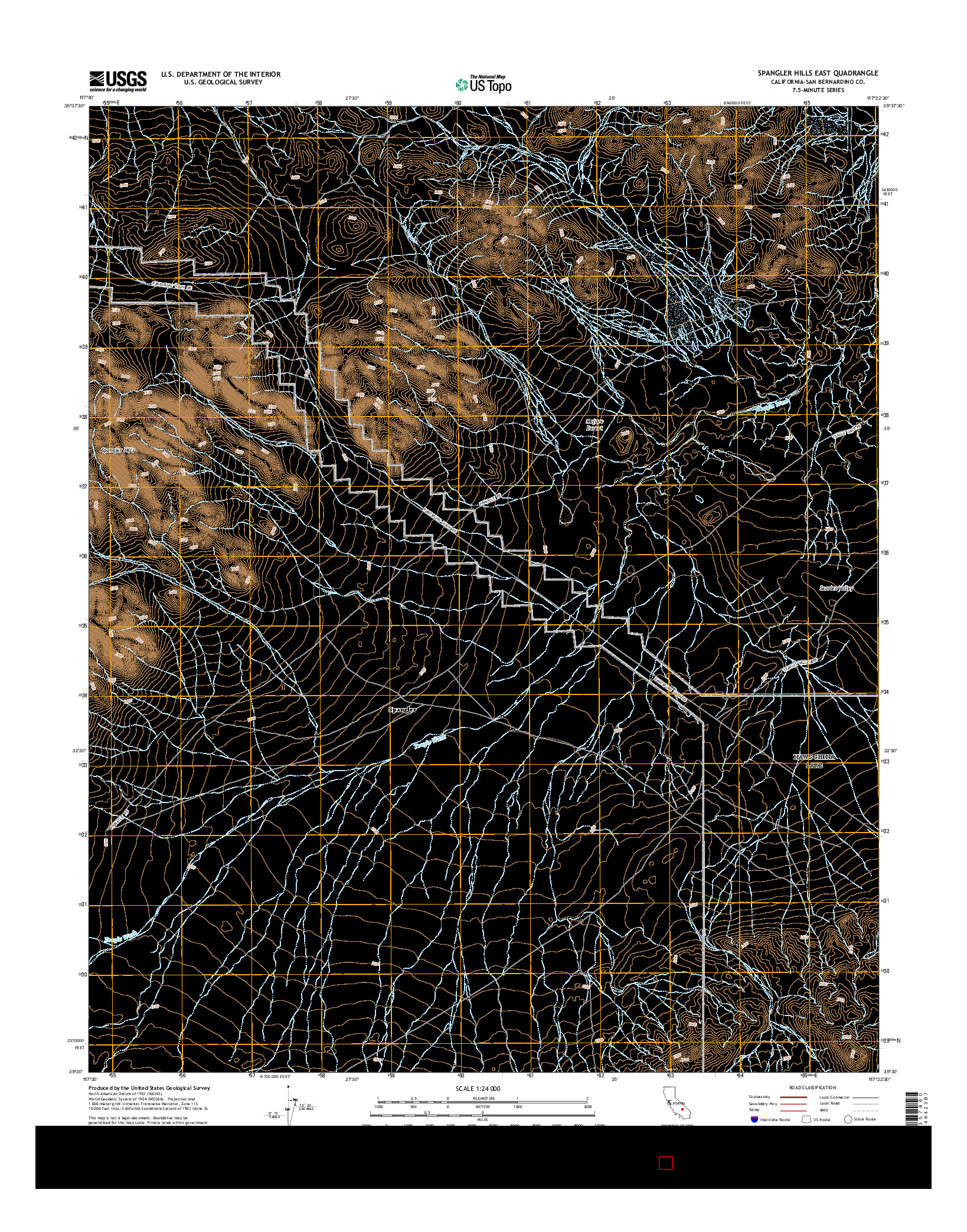 USGS US TOPO 7.5-MINUTE MAP FOR SPANGLER HILLS EAST, CA 2015