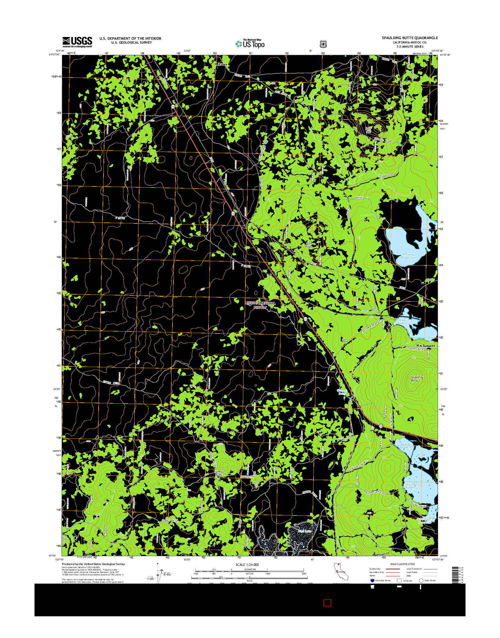 USGS US TOPO 7.5-MINUTE MAP FOR SPAULDING BUTTE, CA 2015