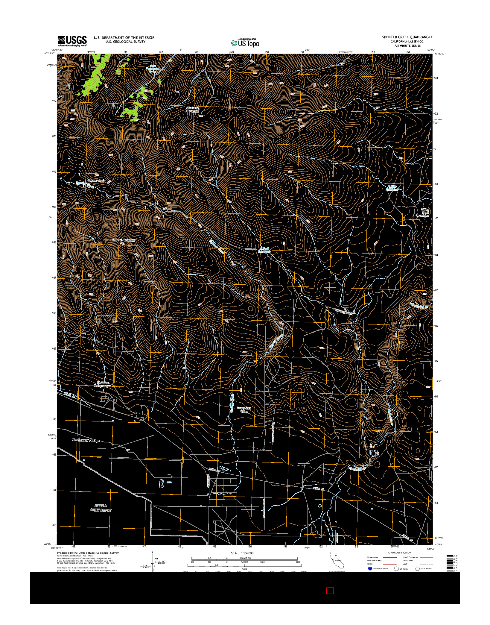 USGS US TOPO 7.5-MINUTE MAP FOR SPENCER CREEK, CA 2015