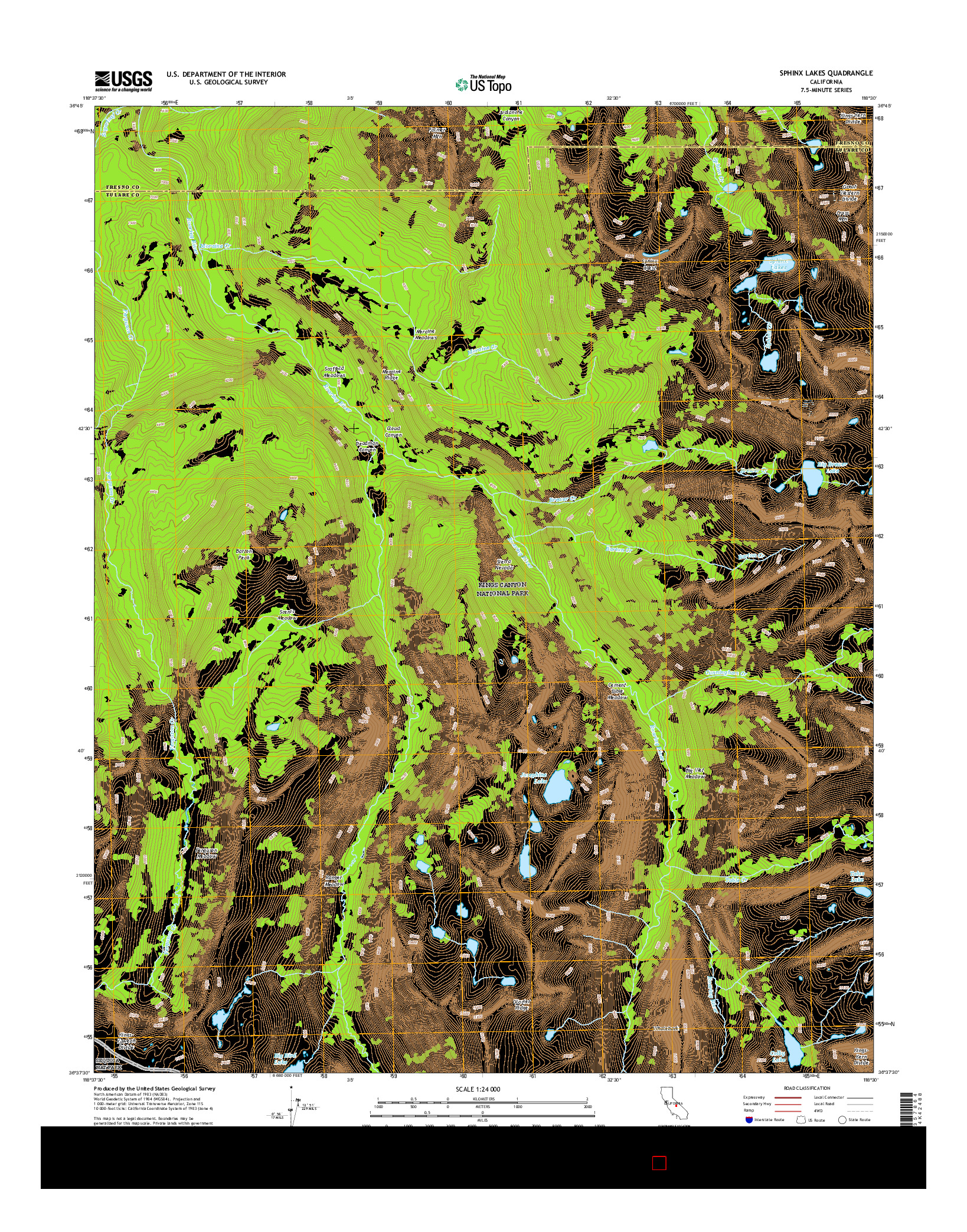 USGS US TOPO 7.5-MINUTE MAP FOR SPHINX LAKES, CA 2015