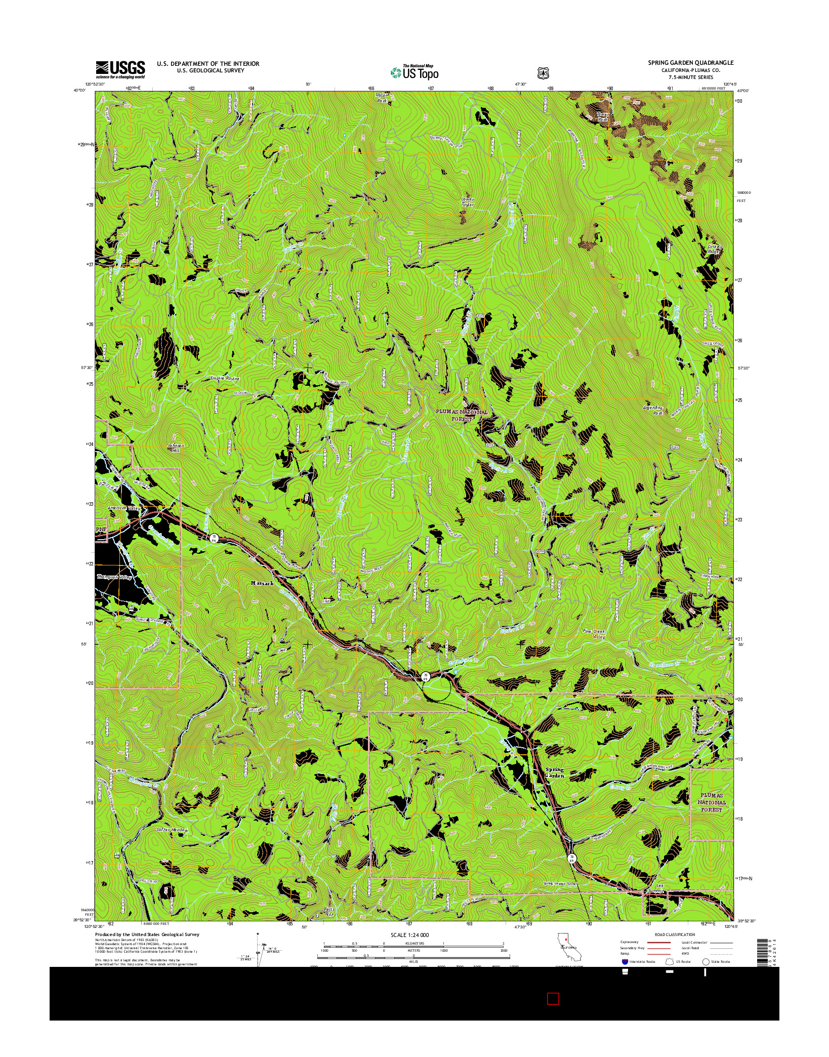 USGS US TOPO 7.5-MINUTE MAP FOR SPRING GARDEN, CA 2015
