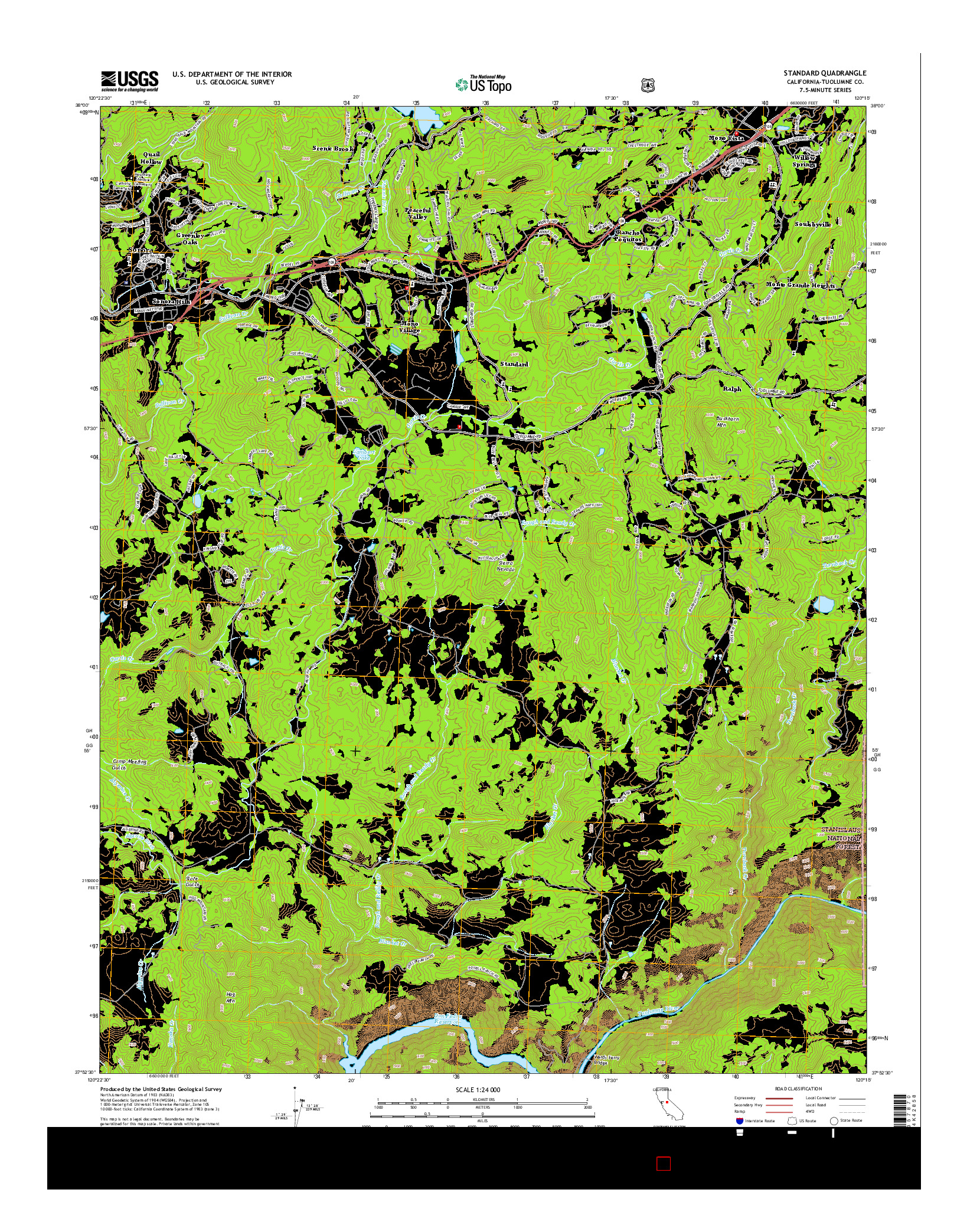 USGS US TOPO 7.5-MINUTE MAP FOR STANDARD, CA 2015