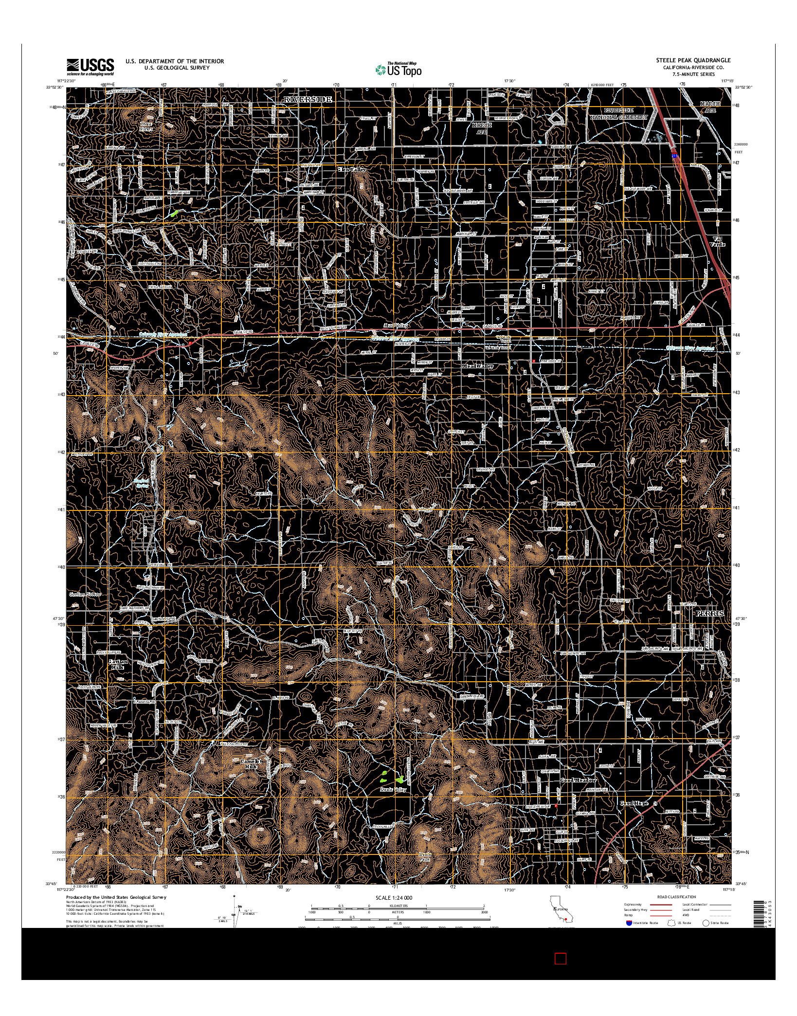 USGS US TOPO 7.5-MINUTE MAP FOR STEELE PEAK, CA 2015