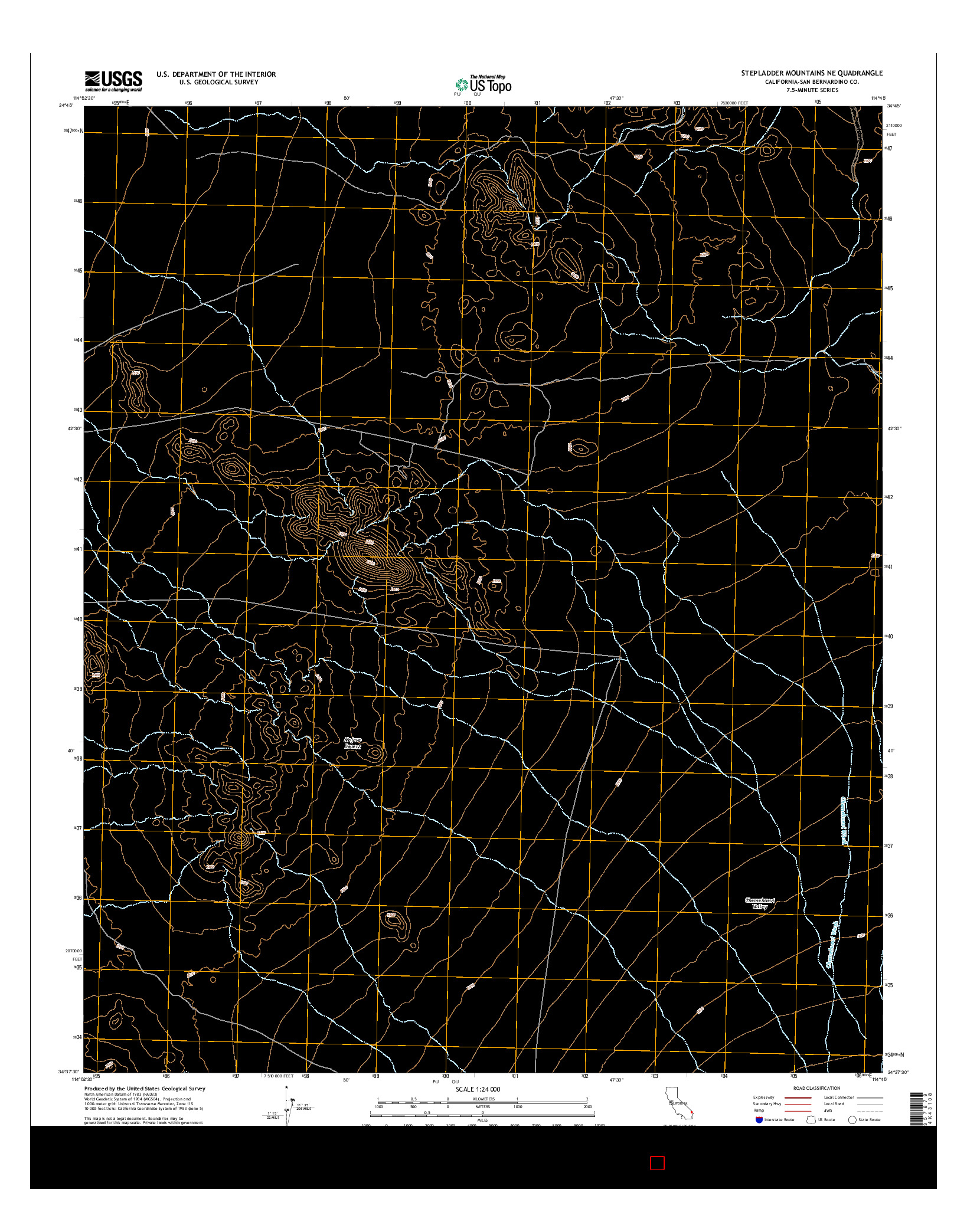 USGS US TOPO 7.5-MINUTE MAP FOR STEPLADDER MOUNTAINS NE, CA 2015