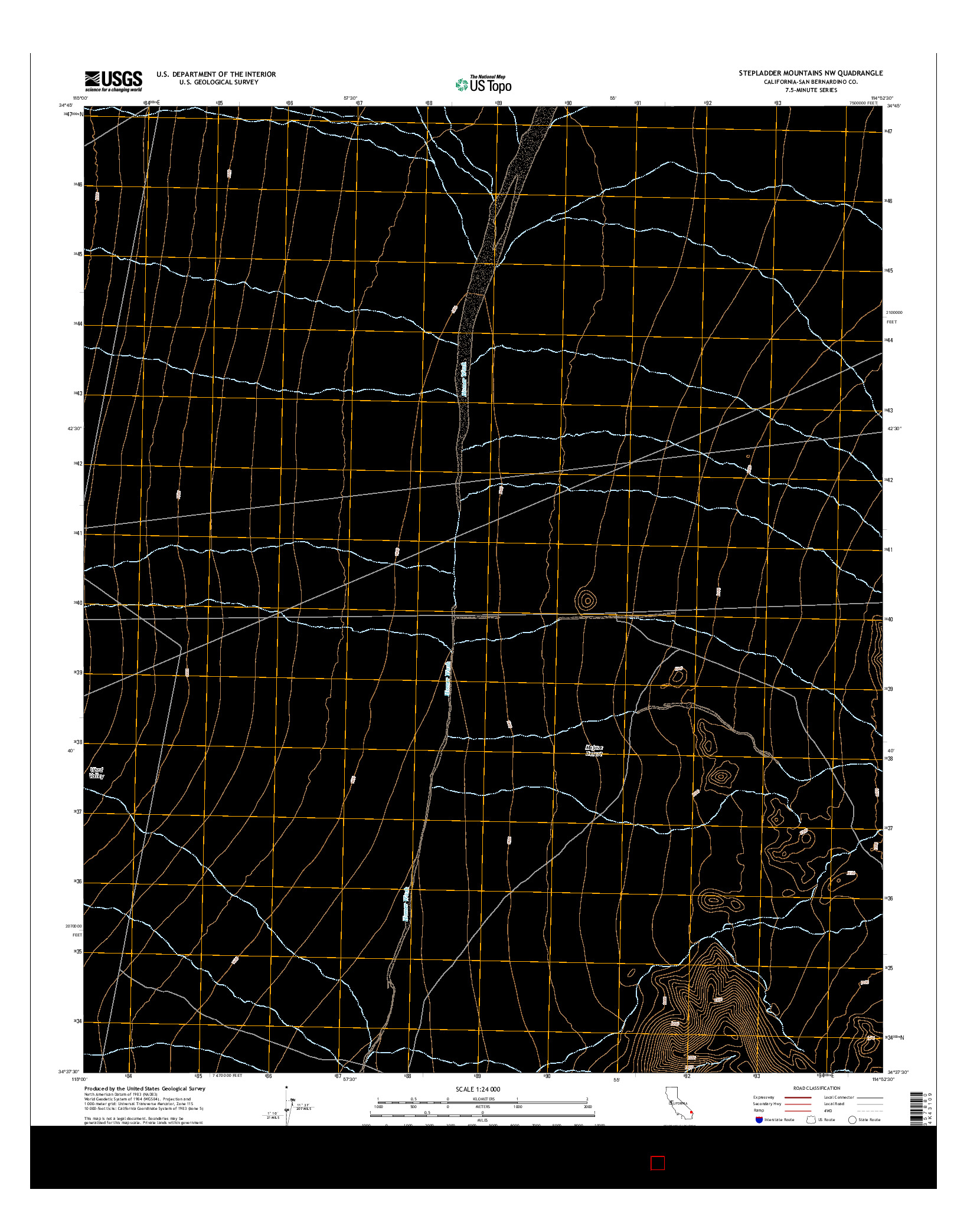 USGS US TOPO 7.5-MINUTE MAP FOR STEPLADDER MOUNTAINS NW, CA 2015