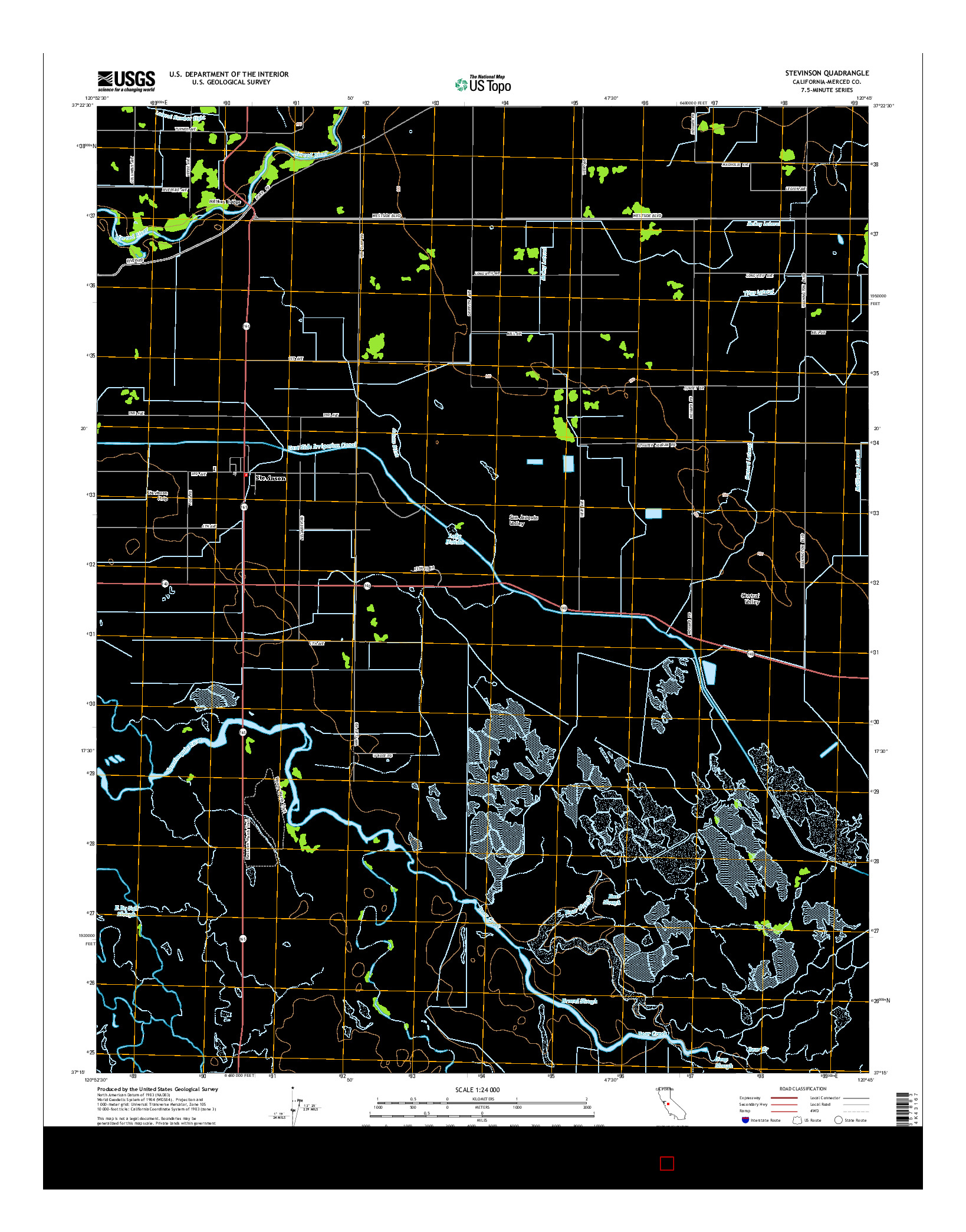 USGS US TOPO 7.5-MINUTE MAP FOR STEVINSON, CA 2015