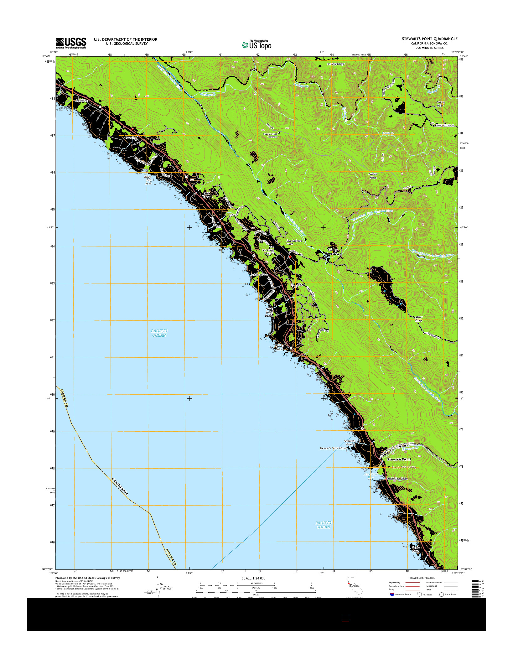 USGS US TOPO 7.5-MINUTE MAP FOR STEWARTS POINT, CA 2015