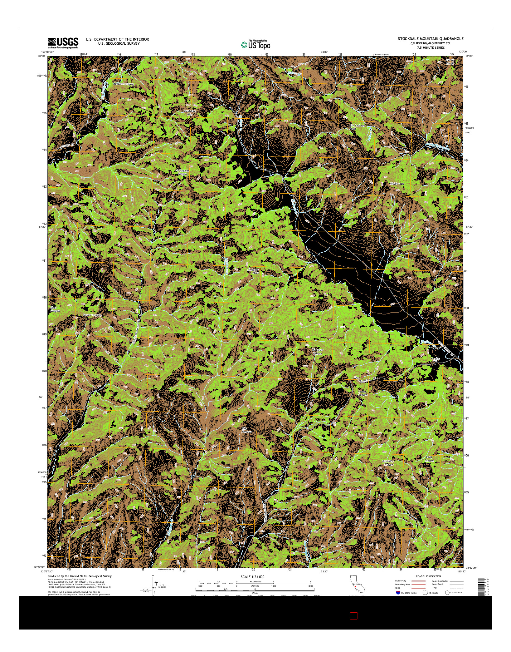 USGS US TOPO 7.5-MINUTE MAP FOR STOCKDALE MOUNTAIN, CA 2015