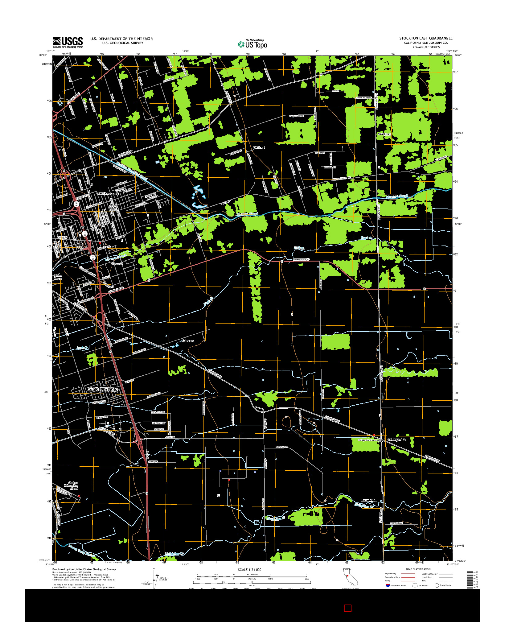 USGS US TOPO 7.5-MINUTE MAP FOR STOCKTON EAST, CA 2015