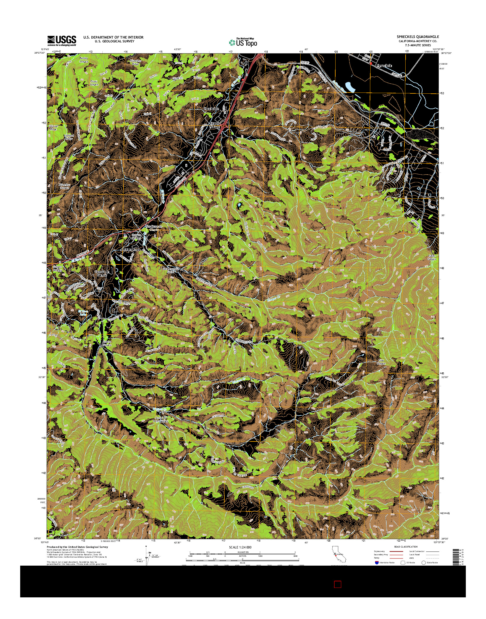 USGS US TOPO 7.5-MINUTE MAP FOR SPRECKELS, CA 2015