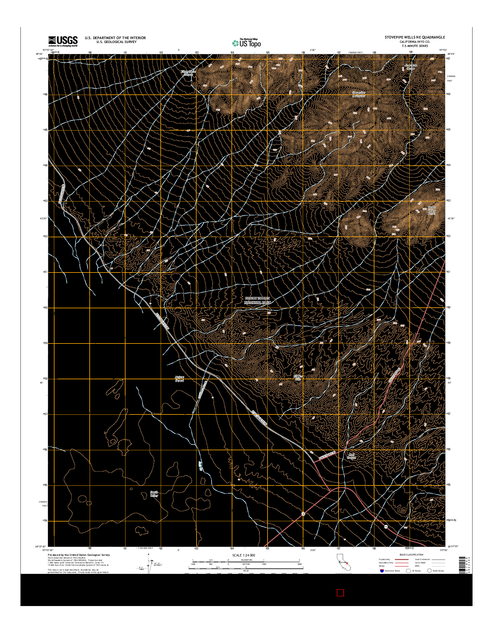 USGS US TOPO 7.5-MINUTE MAP FOR STOVEPIPE WELLS NE, CA 2015