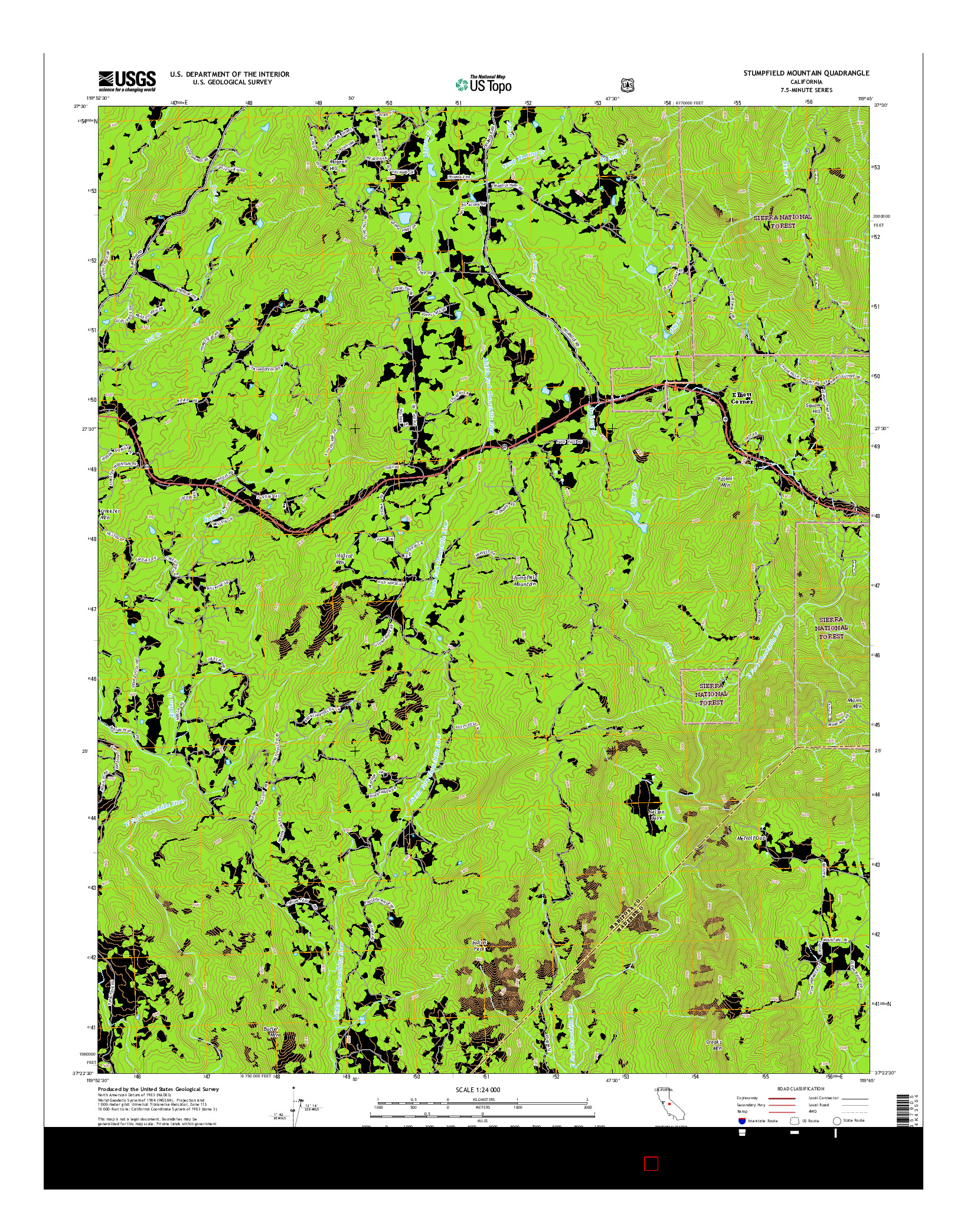 USGS US TOPO 7.5-MINUTE MAP FOR STUMPFIELD MOUNTAIN, CA 2015