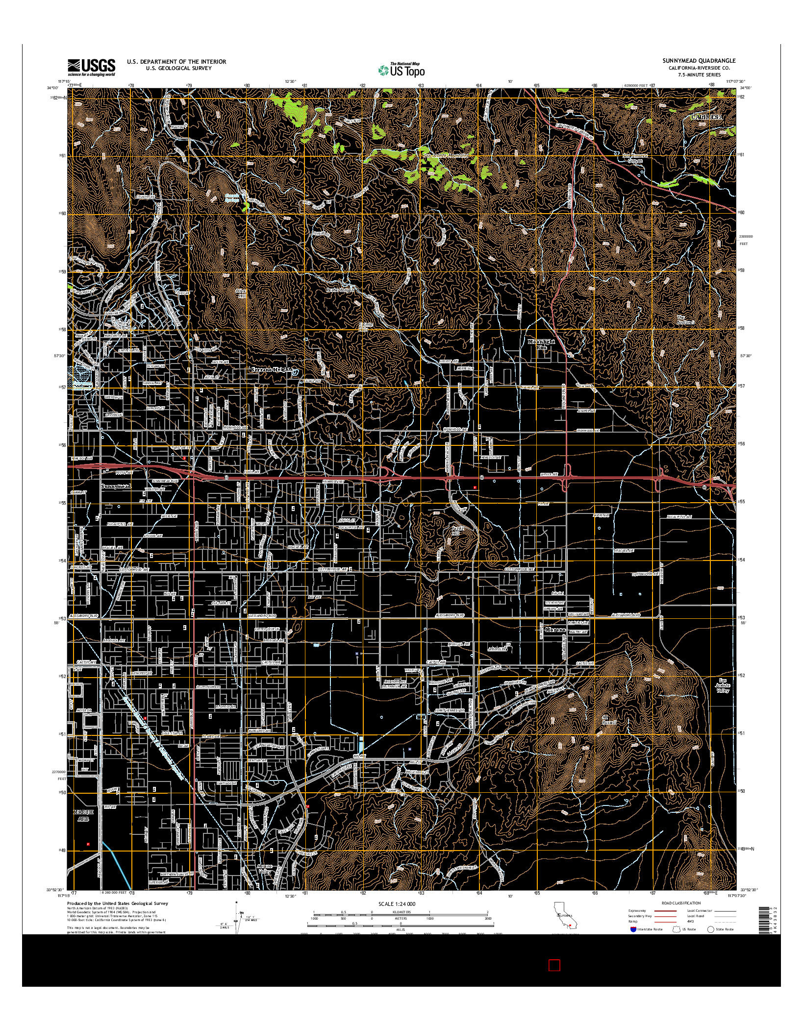 USGS US TOPO 7.5-MINUTE MAP FOR SUNNYMEAD, CA 2015