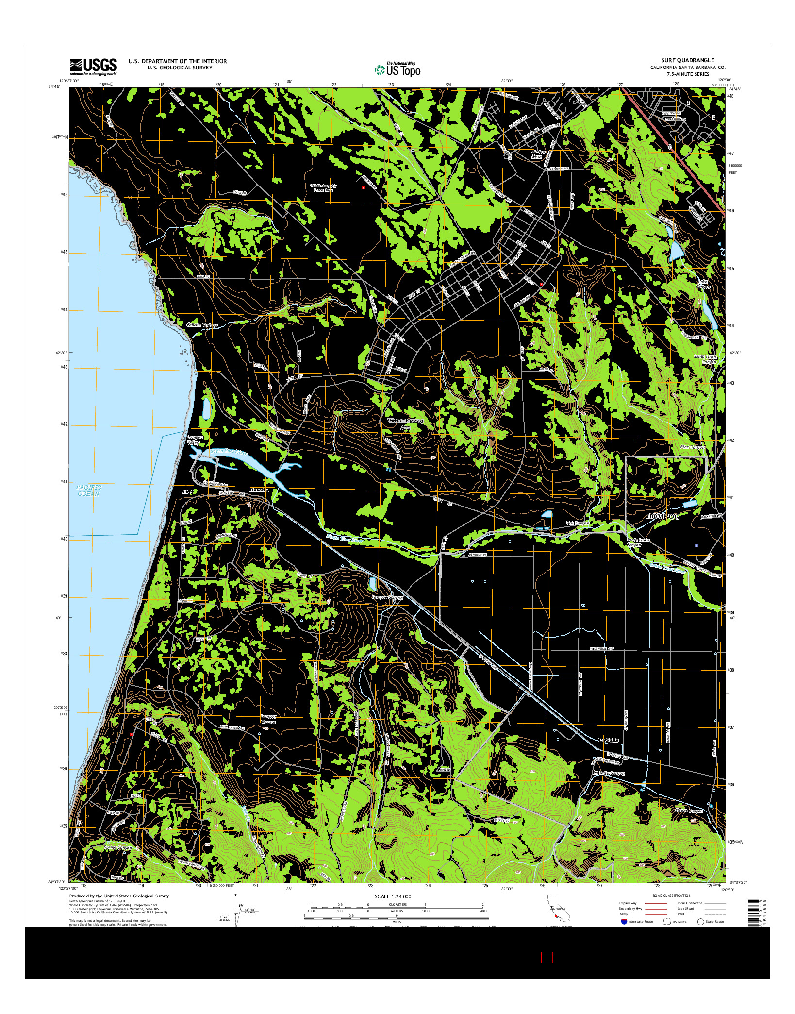 USGS US TOPO 7.5-MINUTE MAP FOR SURF, CA 2015