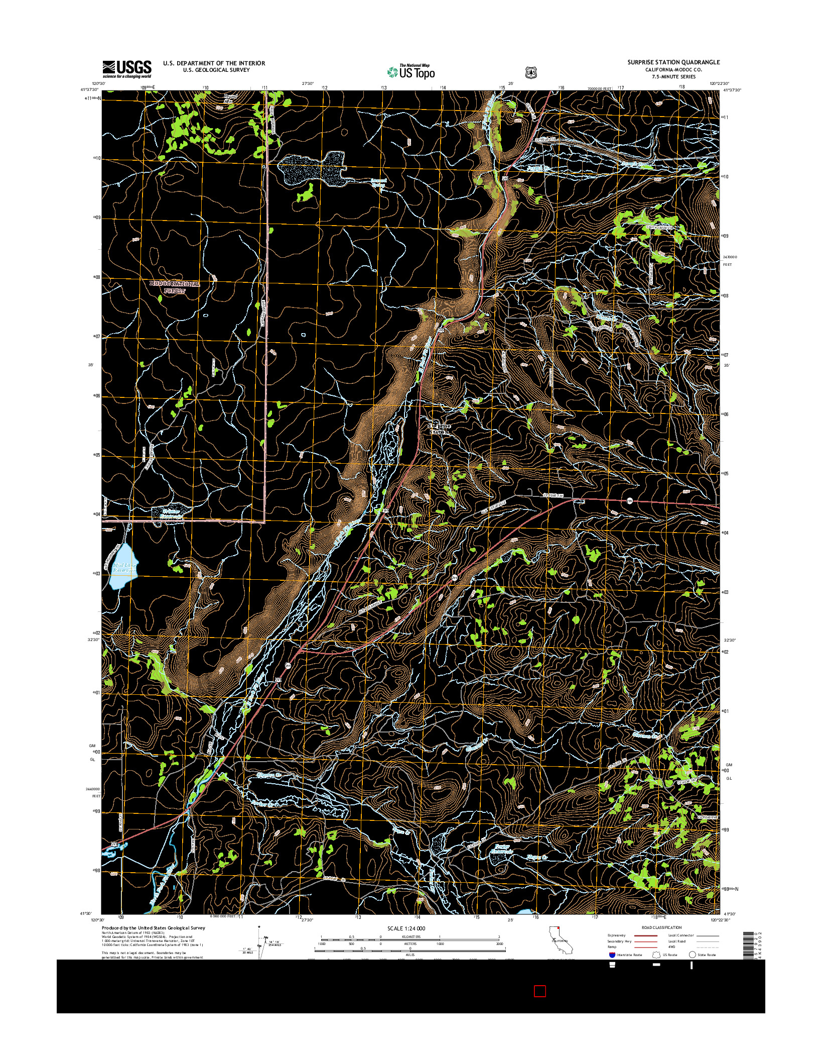 USGS US TOPO 7.5-MINUTE MAP FOR SURPRISE STATION, CA 2015