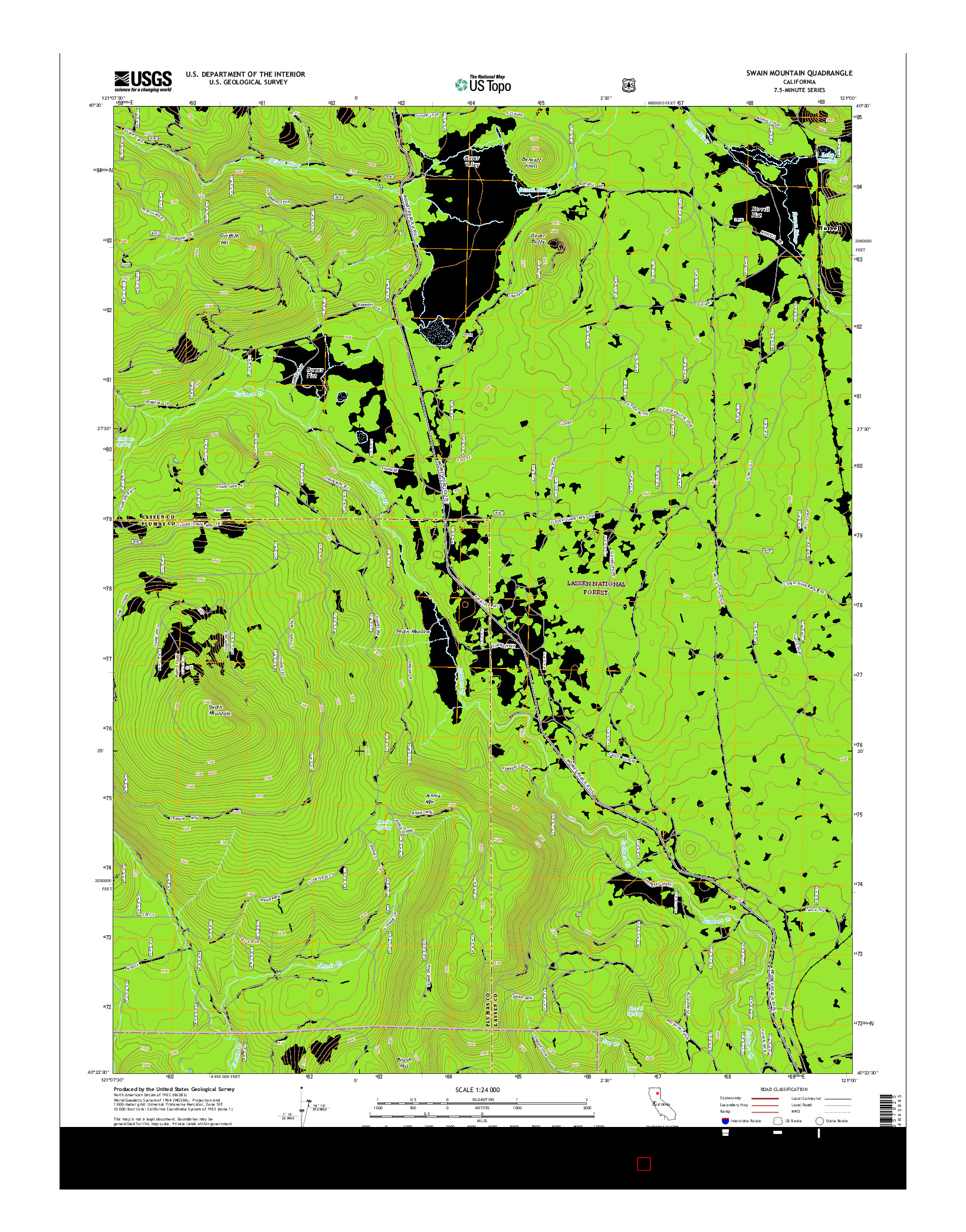 USGS US TOPO 7.5-MINUTE MAP FOR SWAIN MOUNTAIN, CA 2015