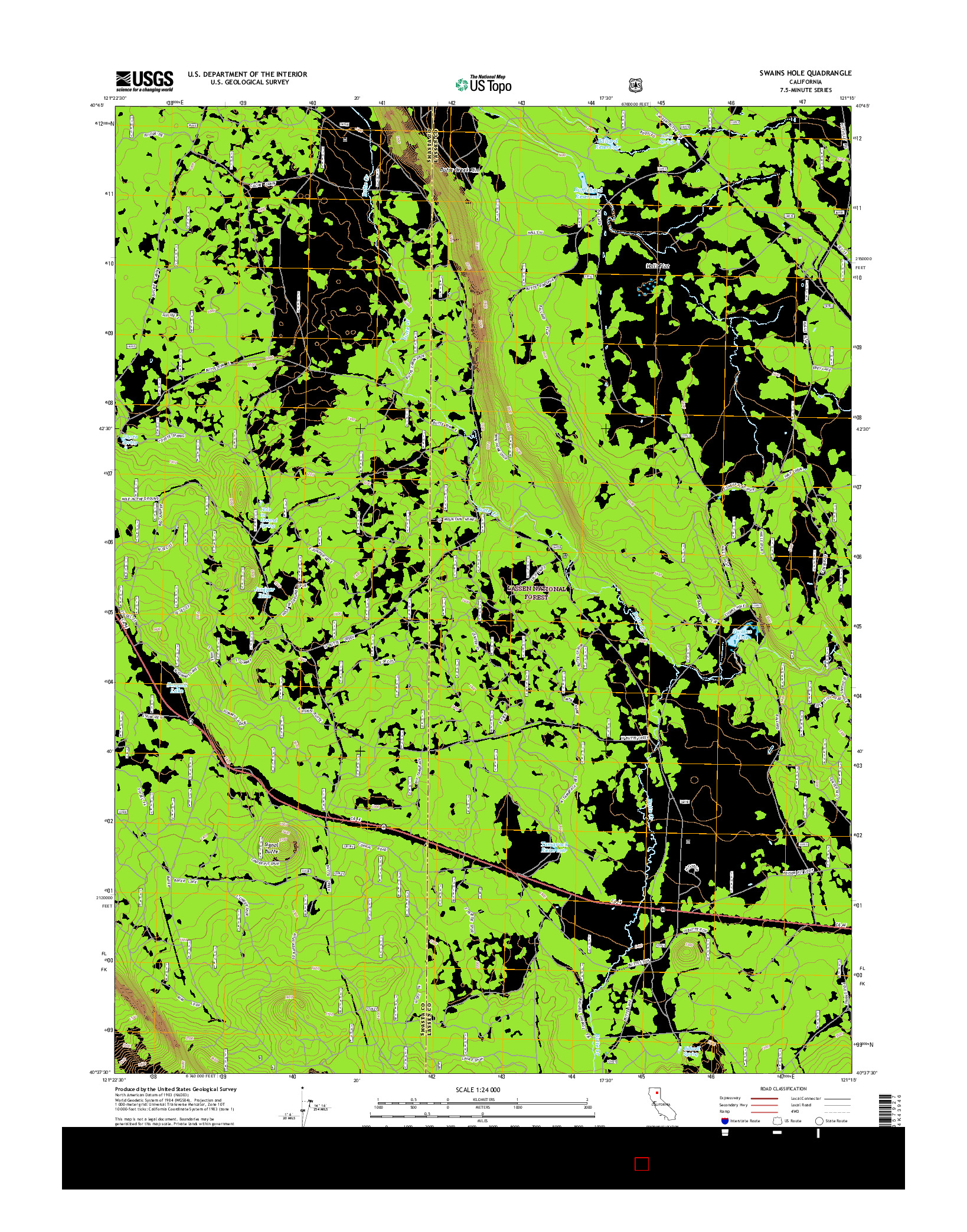 USGS US TOPO 7.5-MINUTE MAP FOR SWAINS HOLE, CA 2015