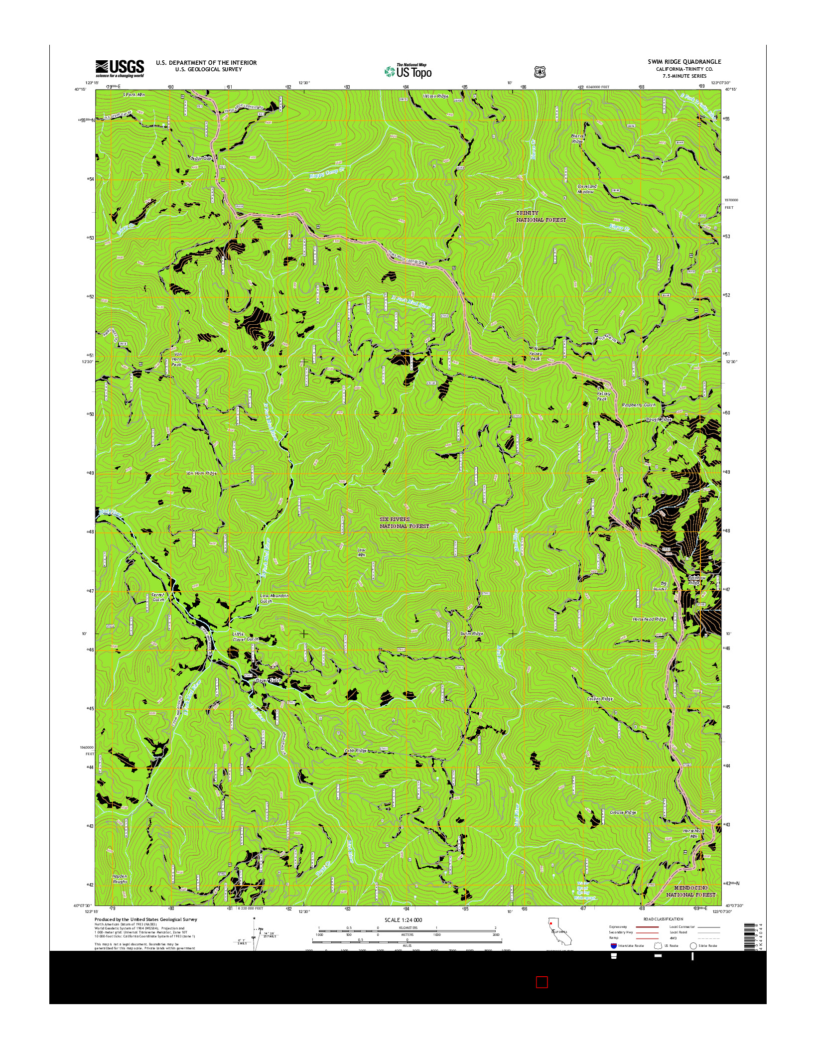 USGS US TOPO 7.5-MINUTE MAP FOR SWIM RIDGE, CA 2015