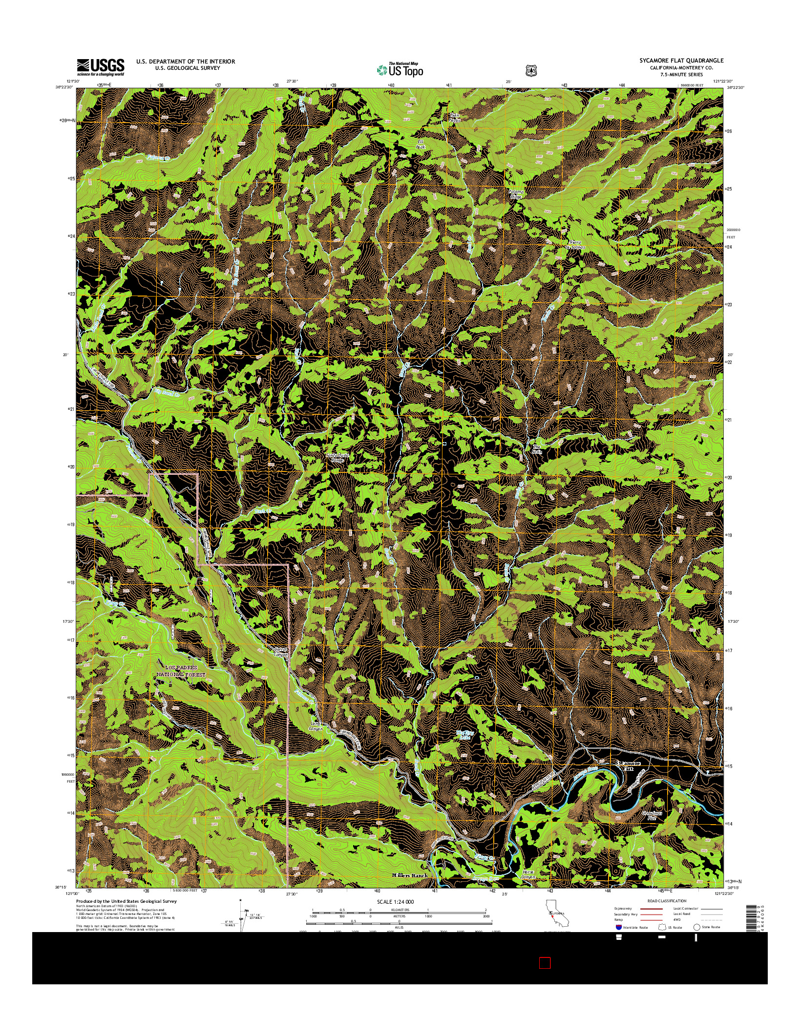USGS US TOPO 7.5-MINUTE MAP FOR SYCAMORE FLAT, CA 2015