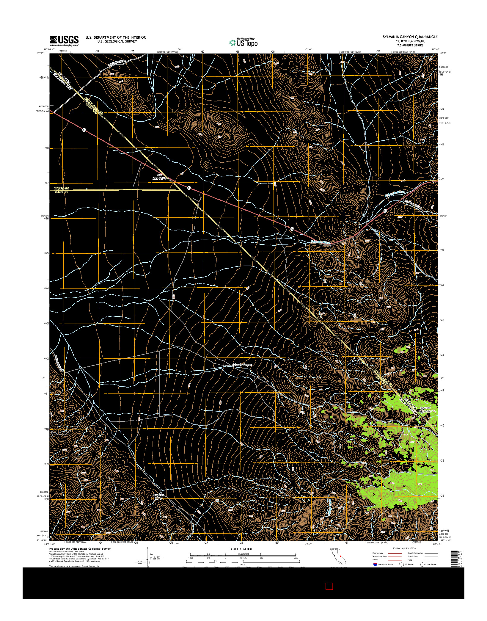 USGS US TOPO 7.5-MINUTE MAP FOR SYLVANIA CANYON, CA-NV 2015
