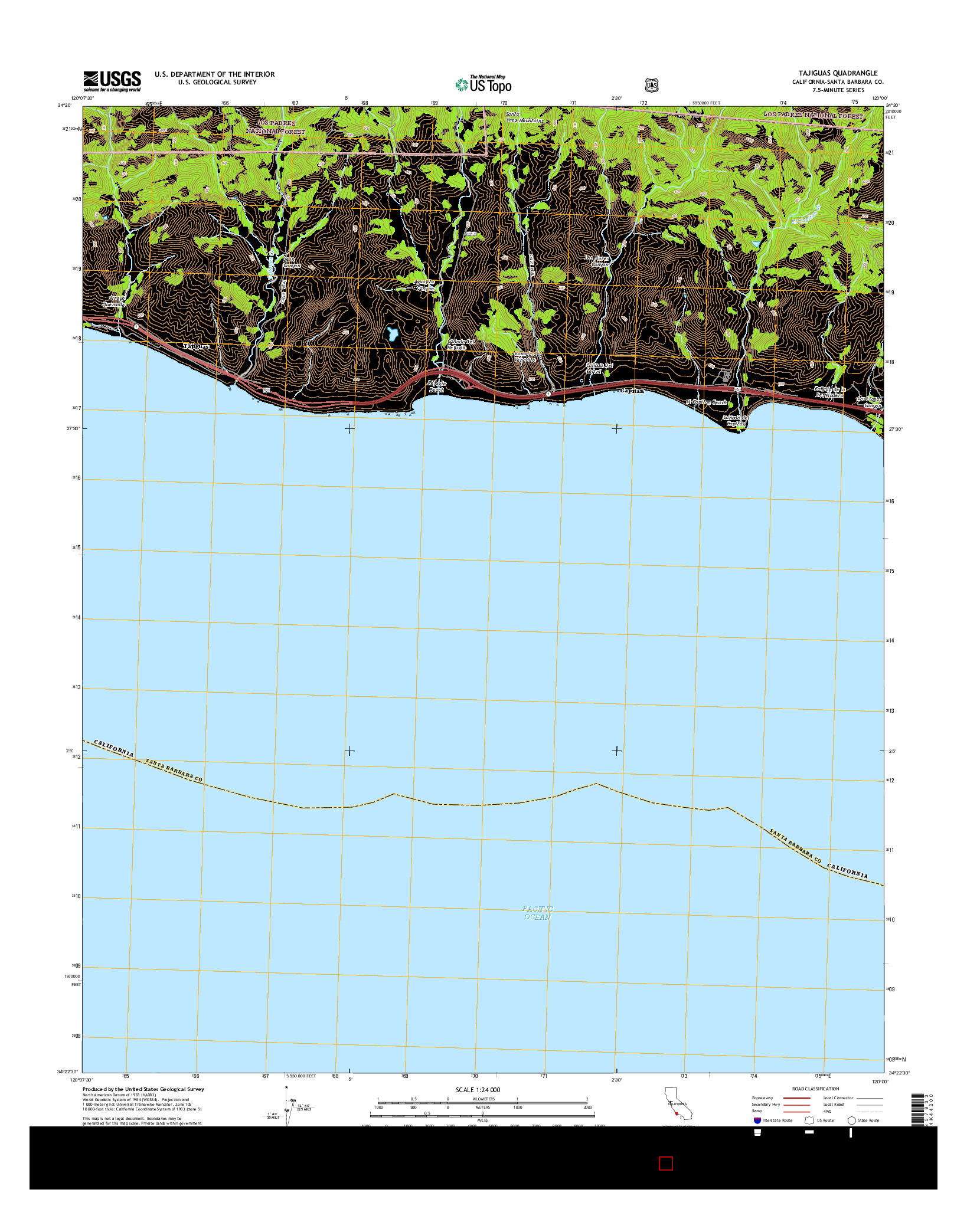 USGS US TOPO 7.5-MINUTE MAP FOR TAJIGUAS, CA 2015