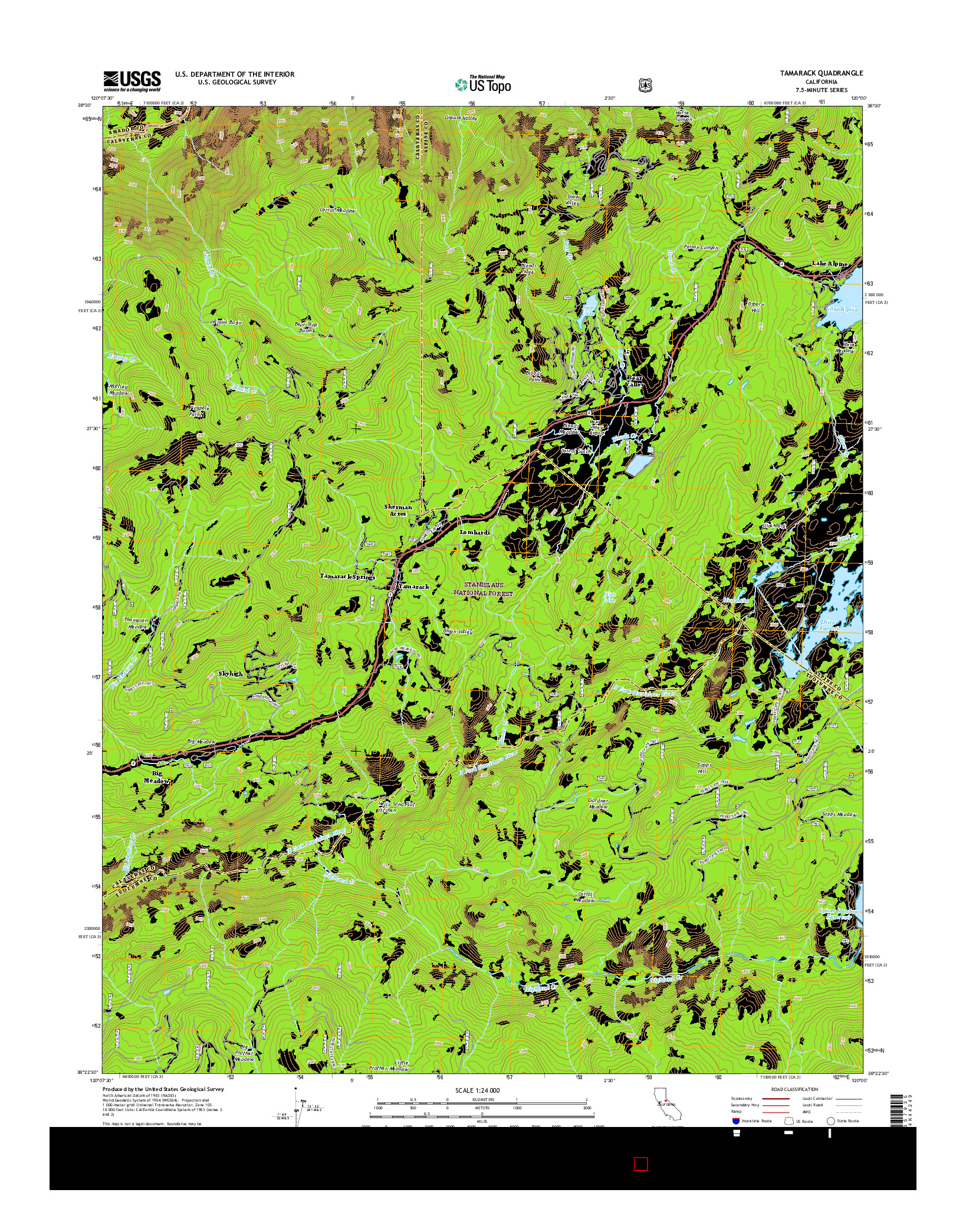 USGS US TOPO 7.5-MINUTE MAP FOR TAMARACK, CA 2015