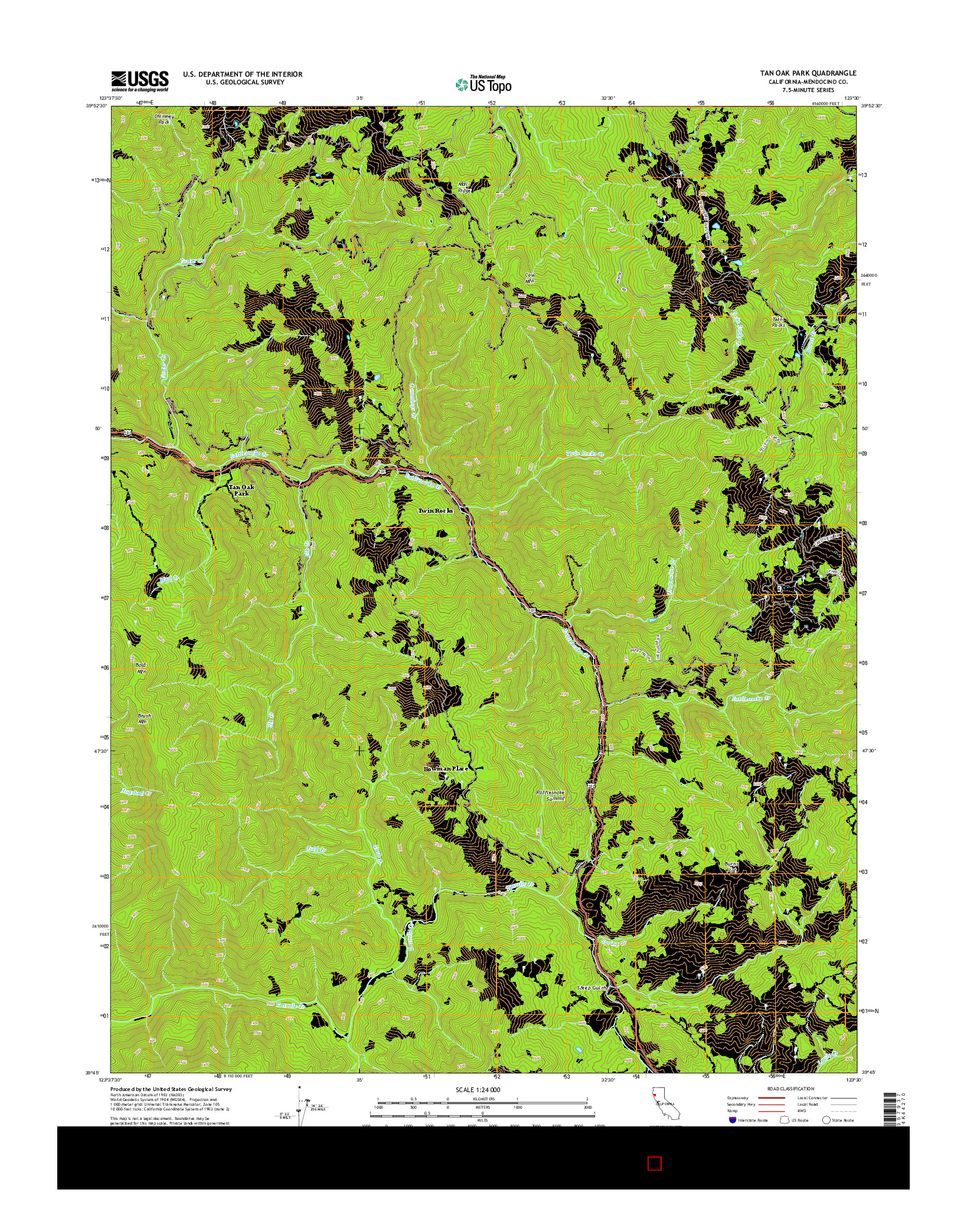 USGS US TOPO 7.5-MINUTE MAP FOR TAN OAK PARK, CA 2015