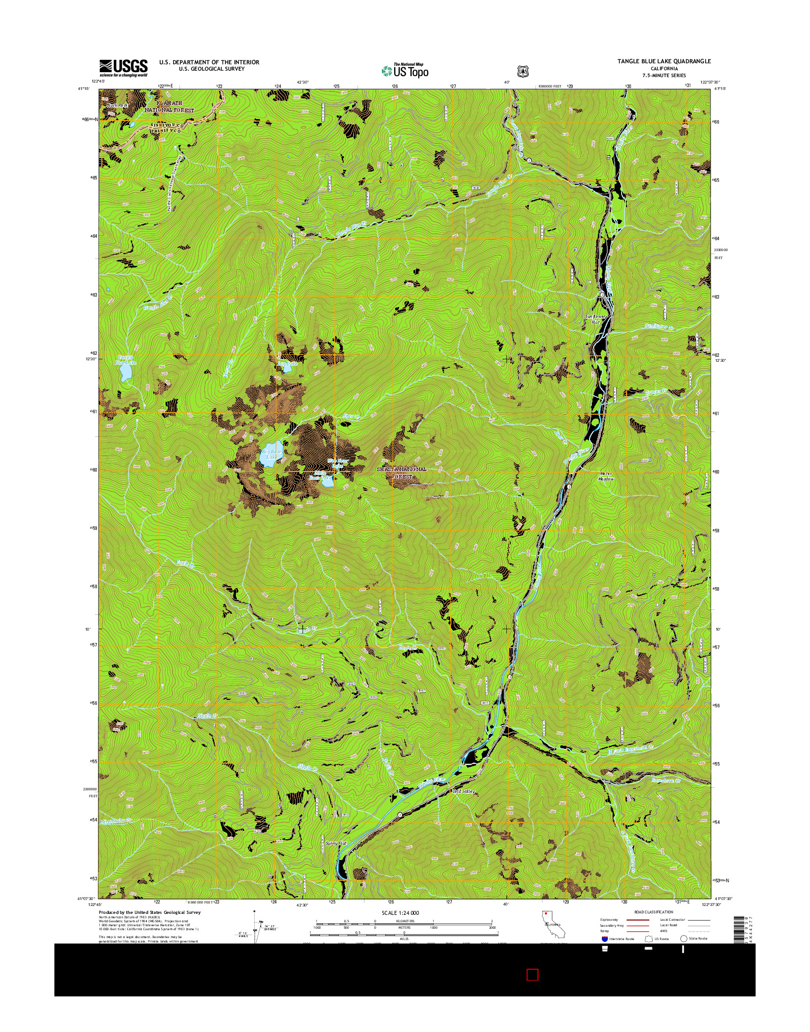 USGS US TOPO 7.5-MINUTE MAP FOR TANGLE BLUE LAKE, CA 2015