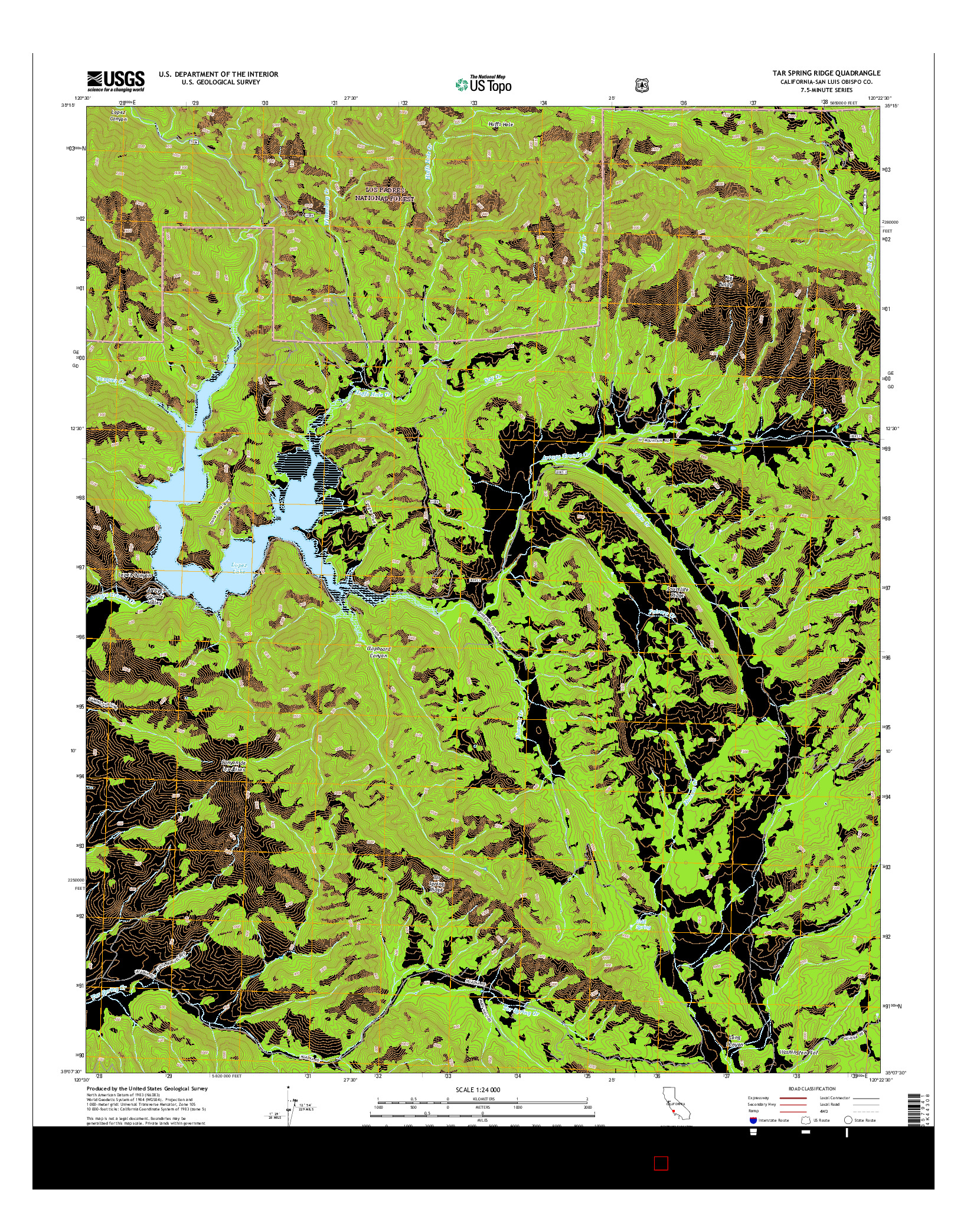 USGS US TOPO 7.5-MINUTE MAP FOR TAR SPRING RIDGE, CA 2015