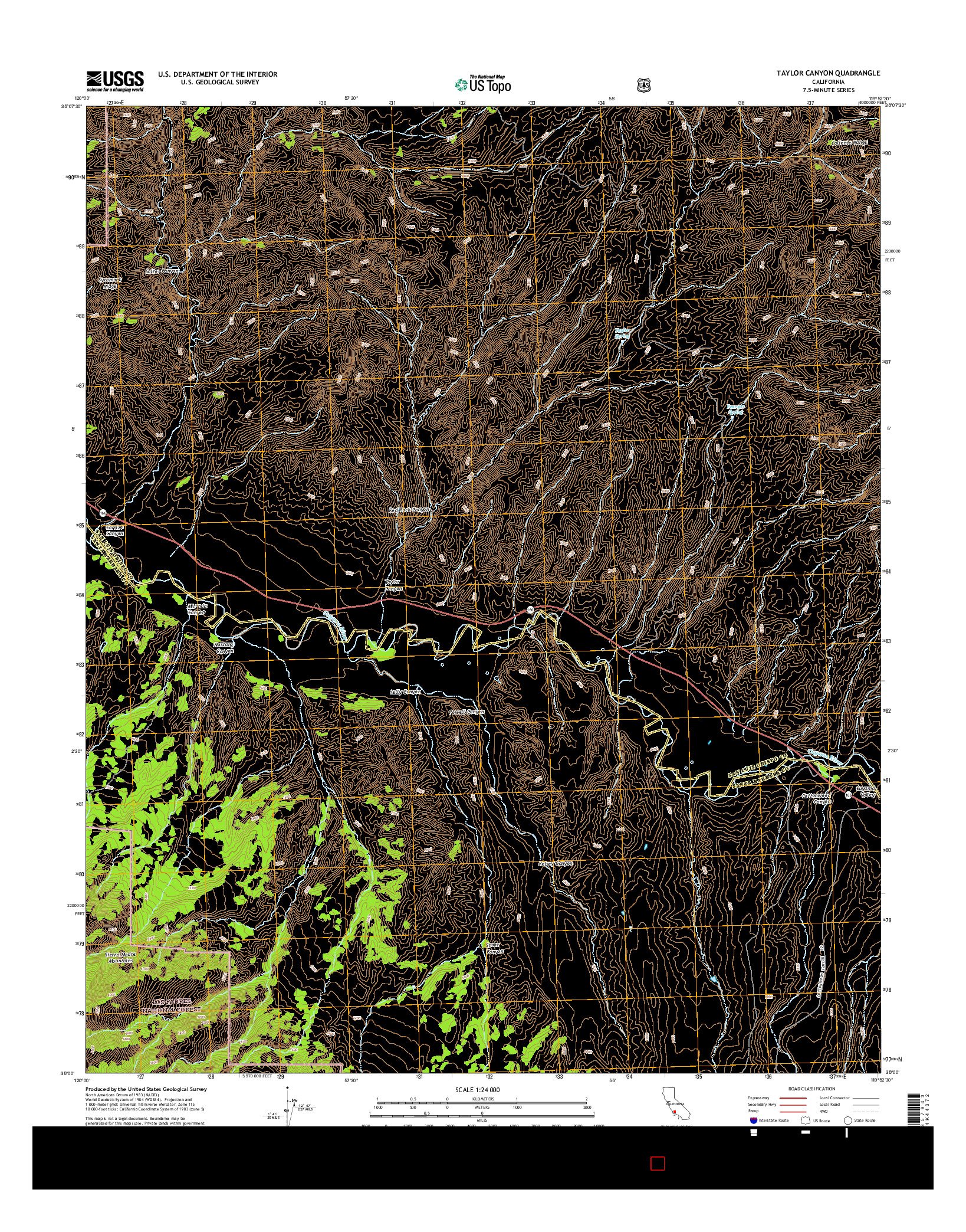 USGS US TOPO 7.5-MINUTE MAP FOR TAYLOR CANYON, CA 2015