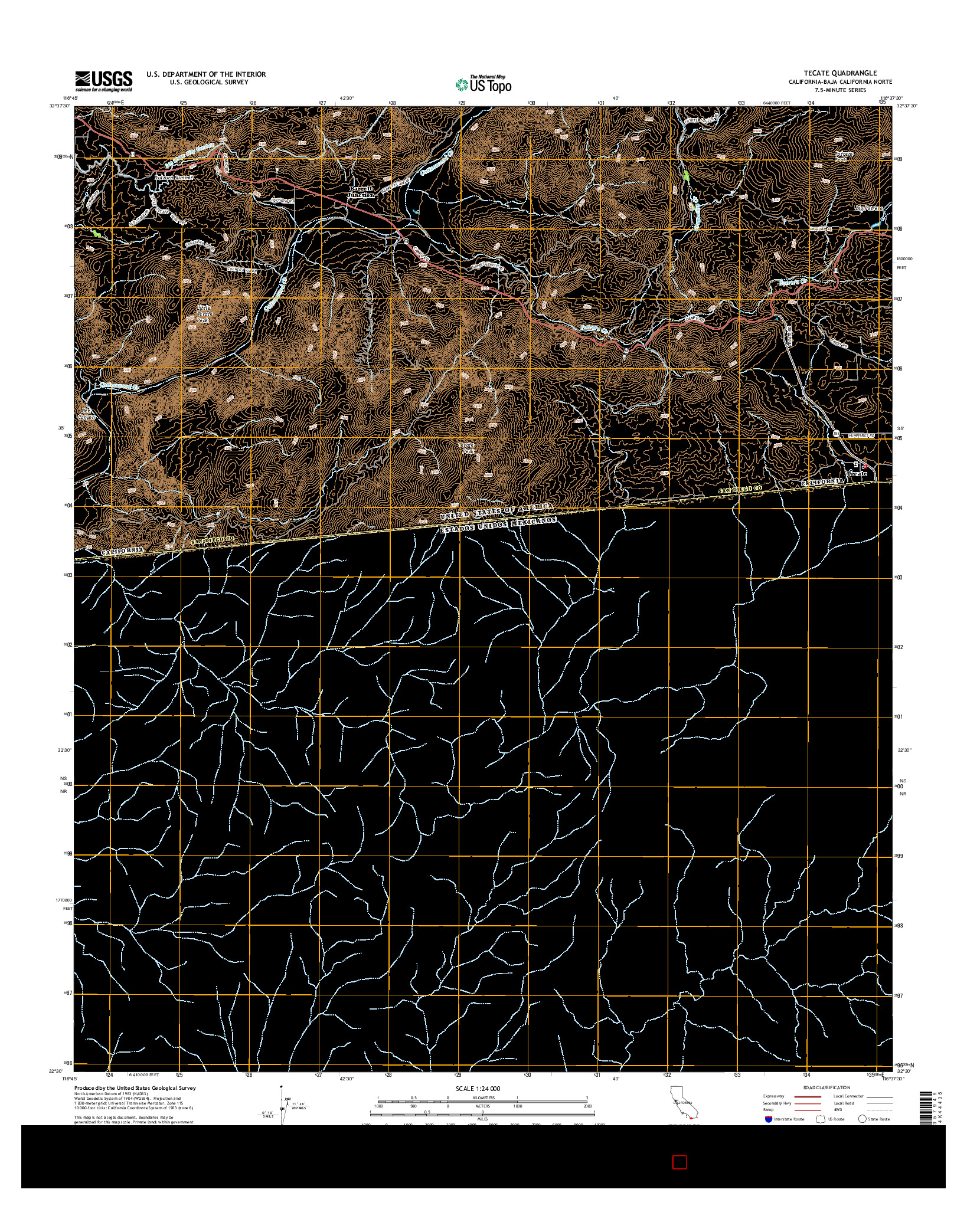 USGS US TOPO 7.5-MINUTE MAP FOR TECATE, CA-BCN 2015