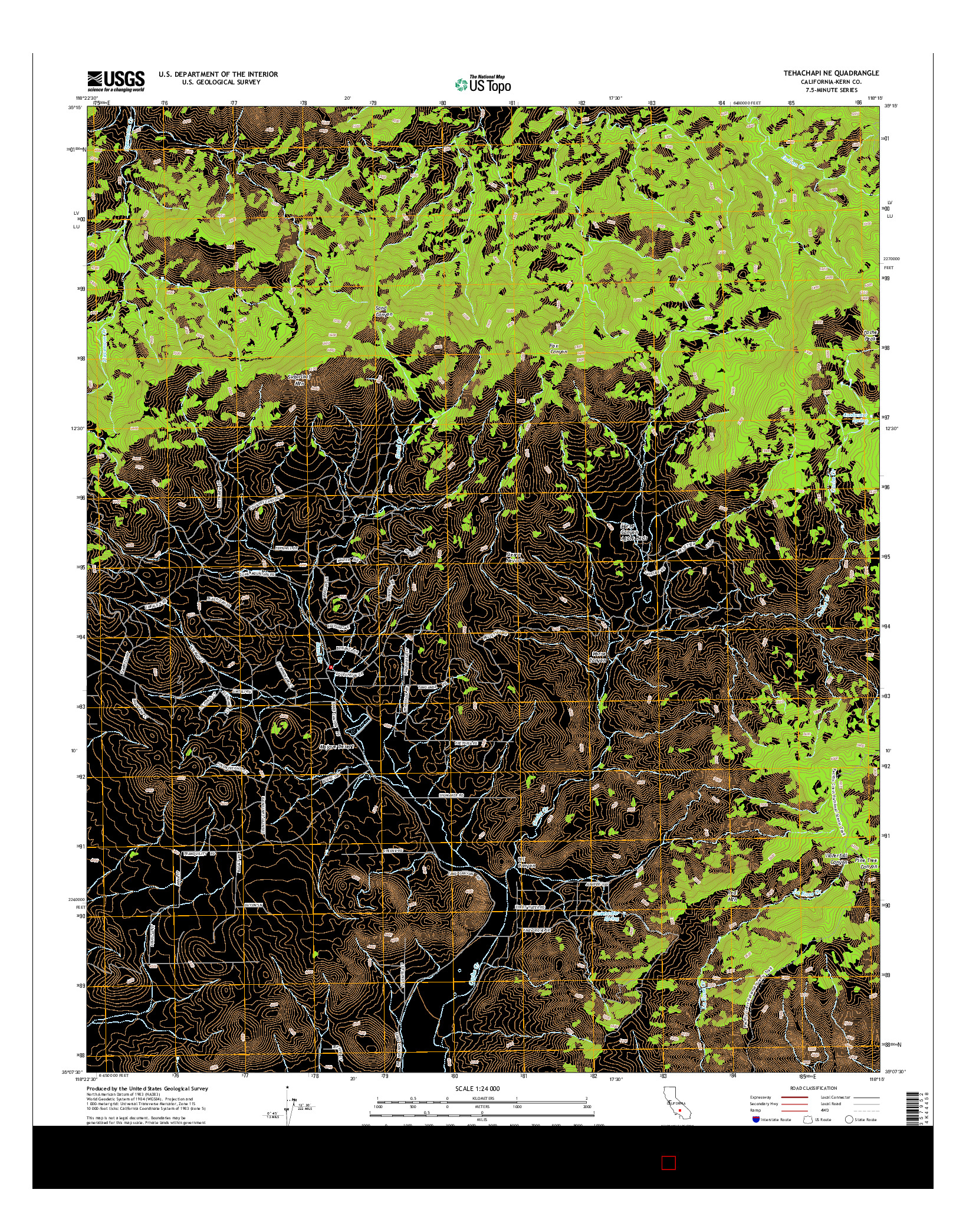 USGS US TOPO 7.5-MINUTE MAP FOR TEHACHAPI NE, CA 2015
