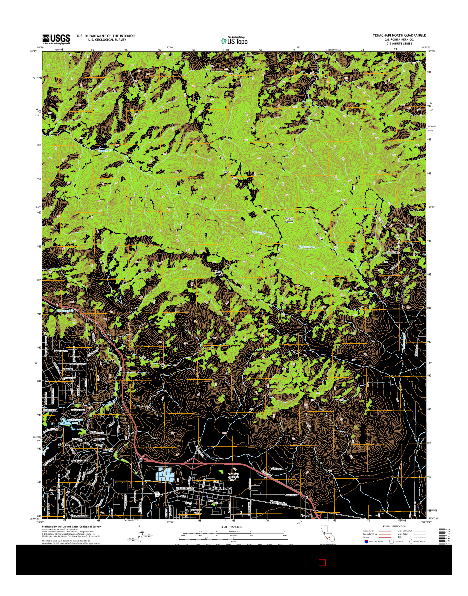 USGS US TOPO 7.5-MINUTE MAP FOR TEHACHAPI NORTH, CA 2015