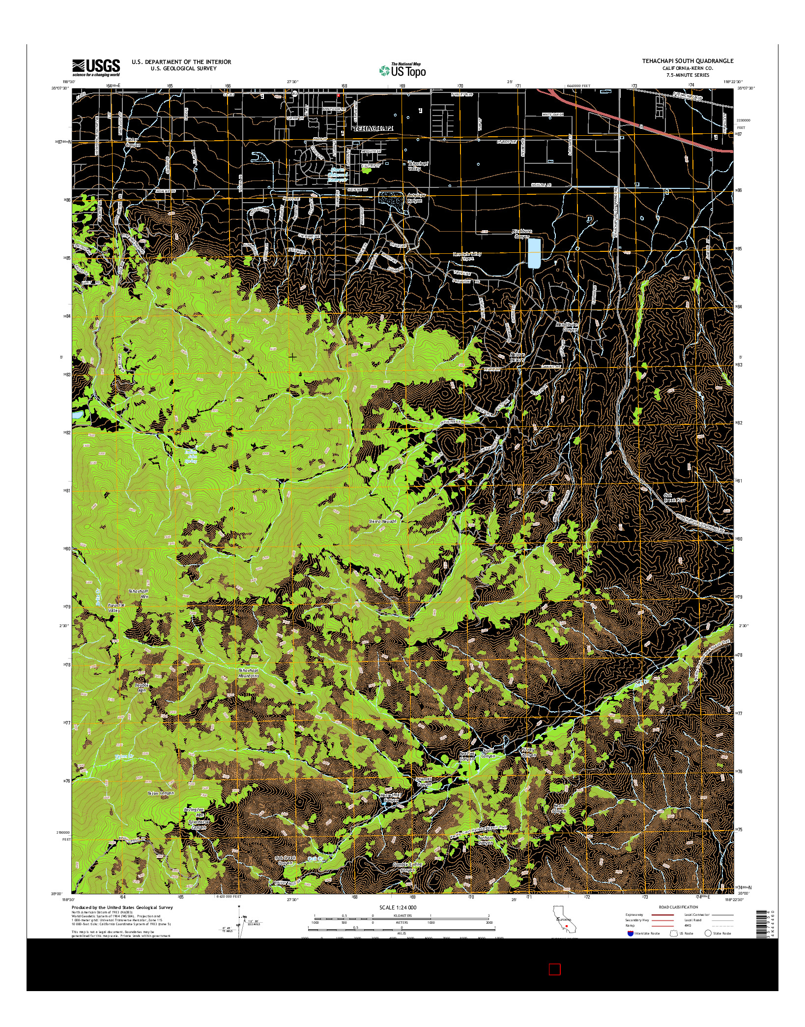 USGS US TOPO 7.5-MINUTE MAP FOR TEHACHAPI SOUTH, CA 2015