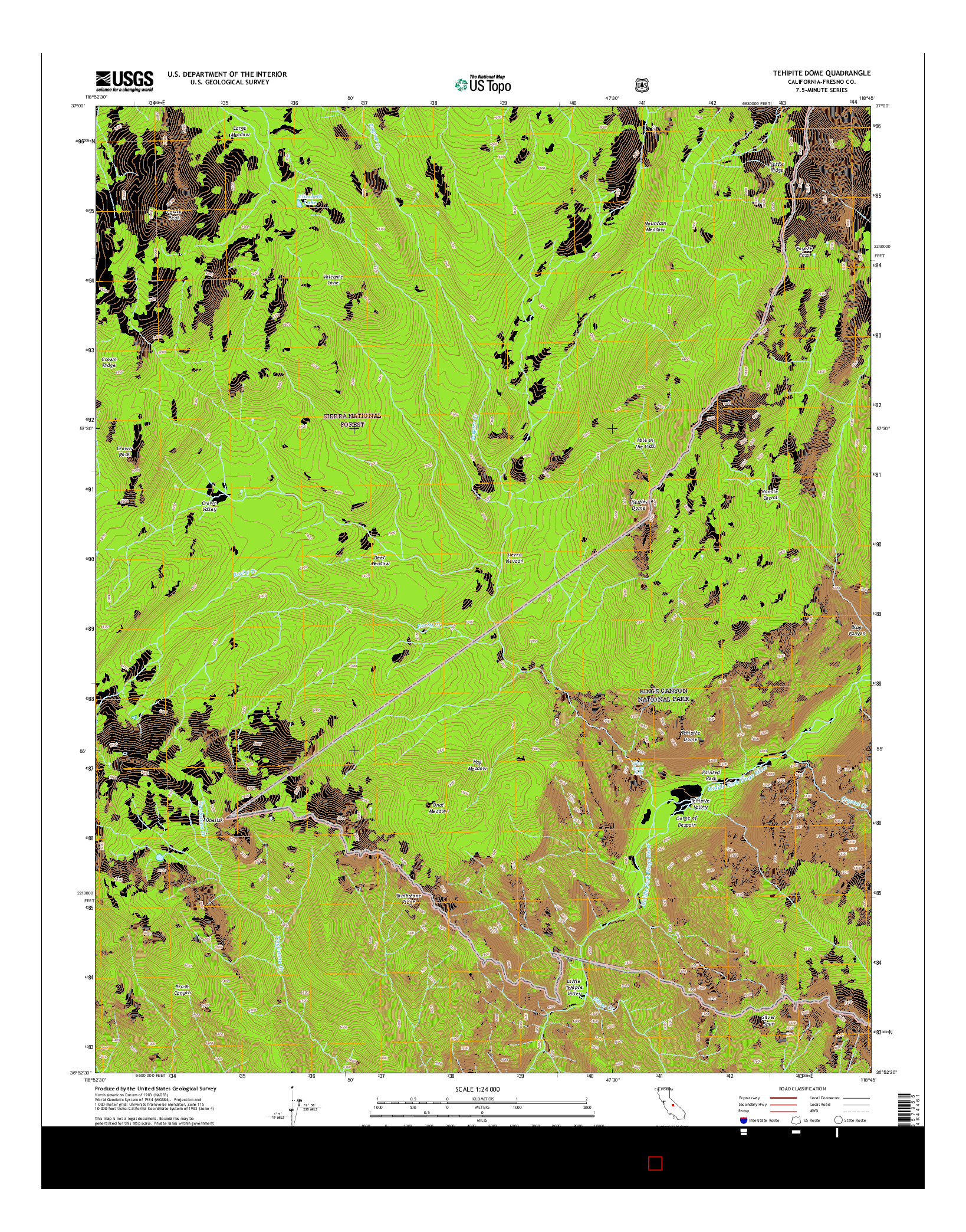 USGS US TOPO 7.5-MINUTE MAP FOR TEHIPITE DOME, CA 2015