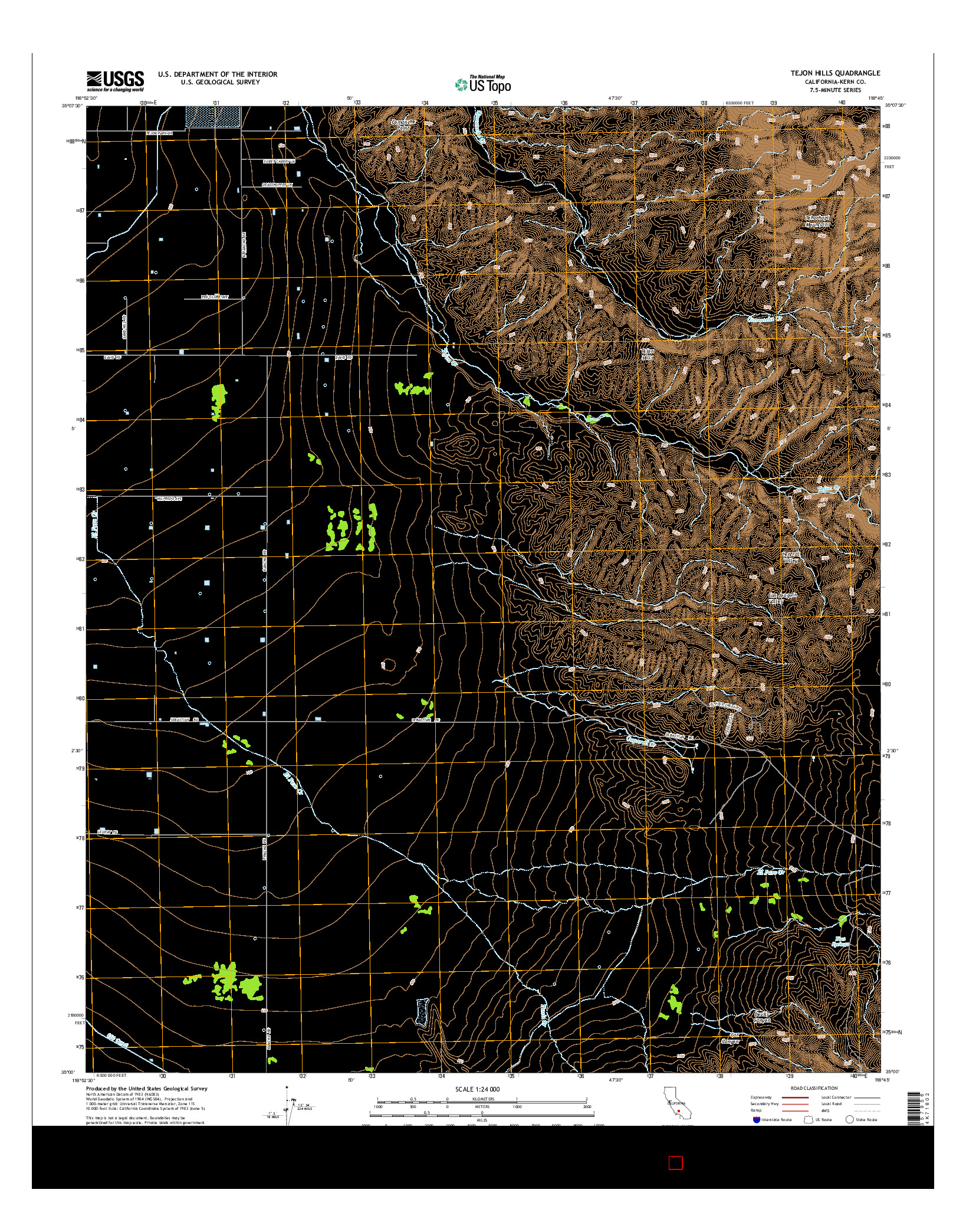 USGS US TOPO 7.5-MINUTE MAP FOR TEJON HILLS, CA 2015