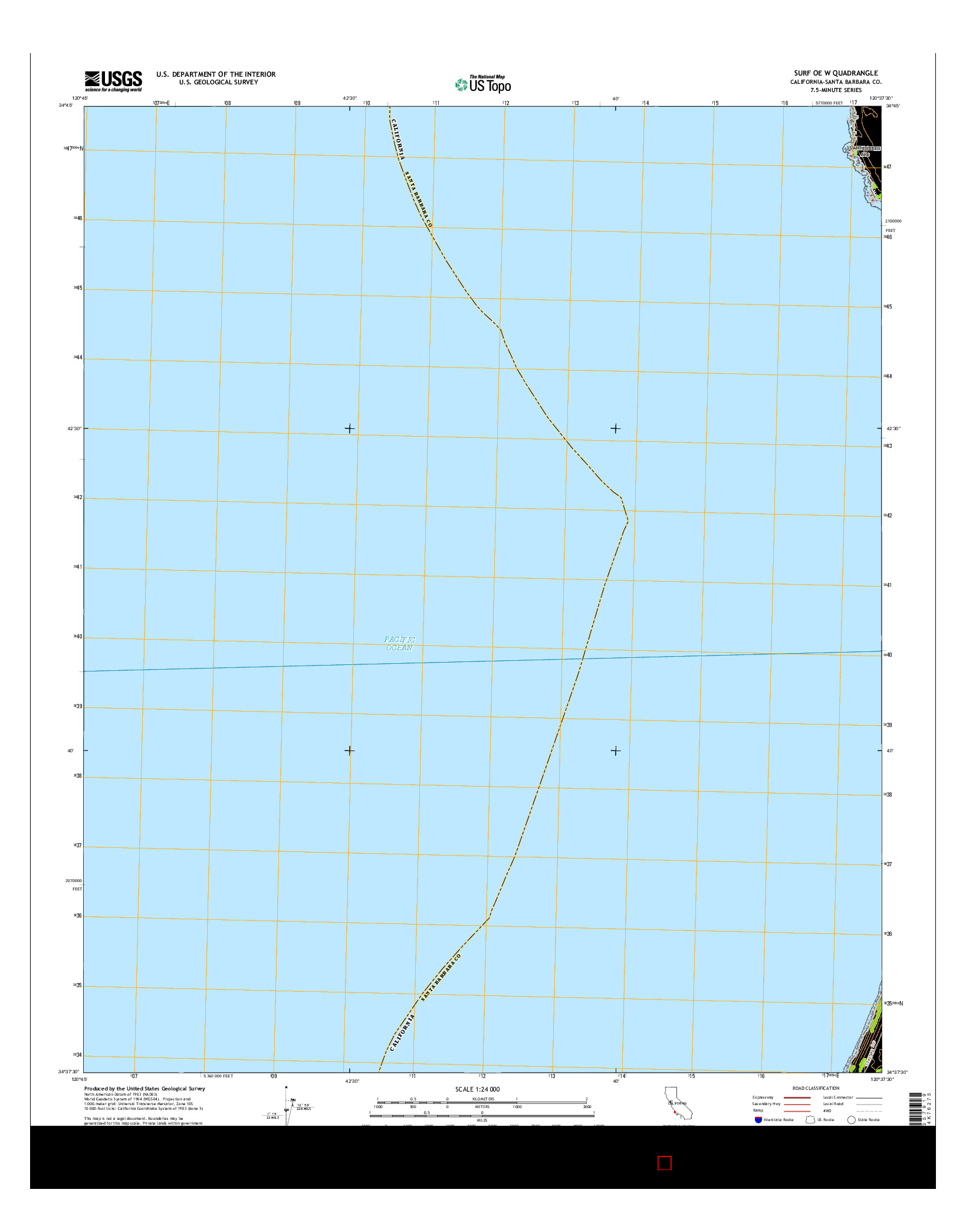 USGS US TOPO 7.5-MINUTE MAP FOR SURF OE W, CA 2015